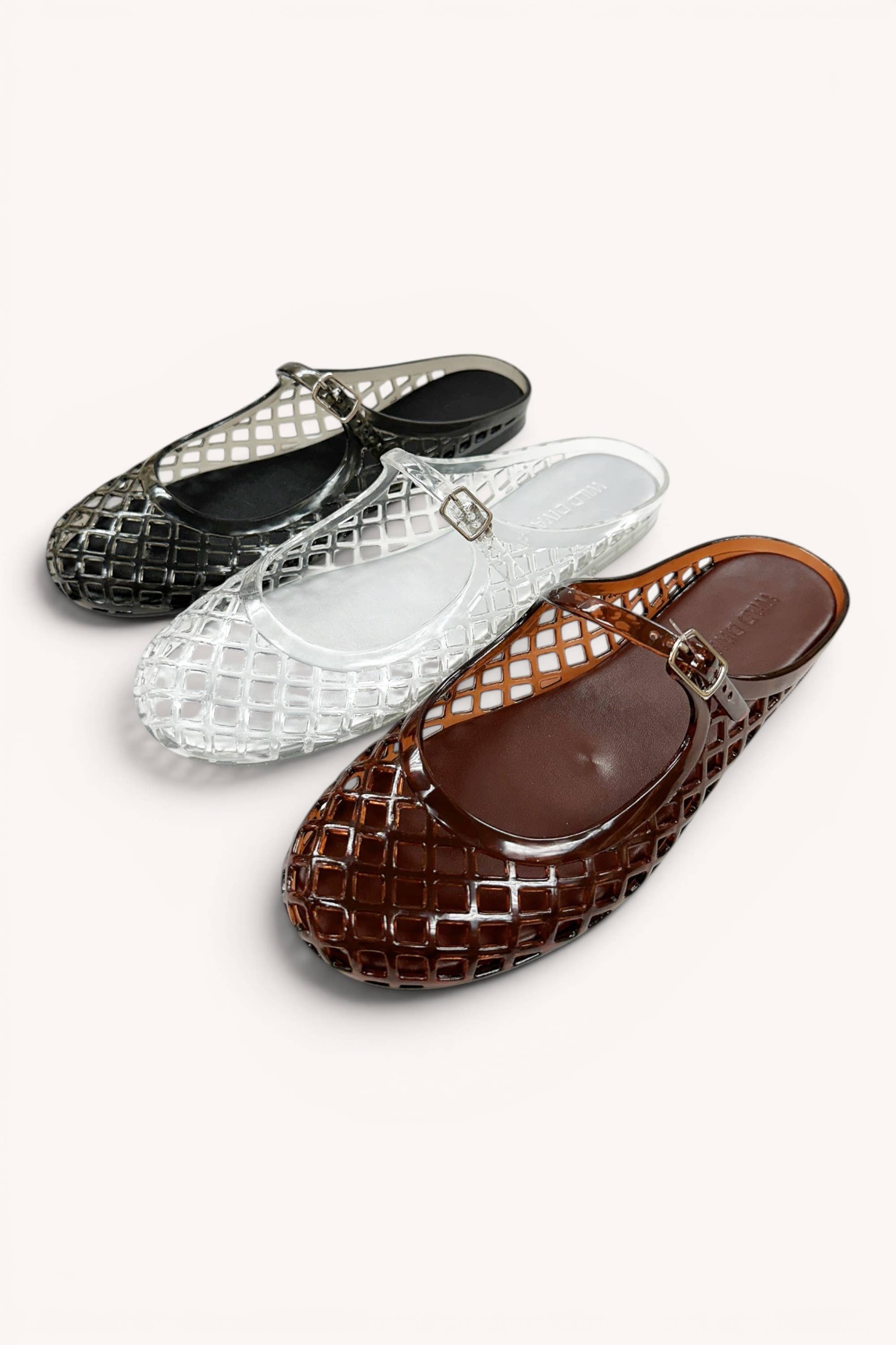 BEVER-01 Jelly Mary Jane Mule Flats Trending Fisherman Mesh : BROWN / 5-6-7-8-9-10(2-4-5-4-2-1)