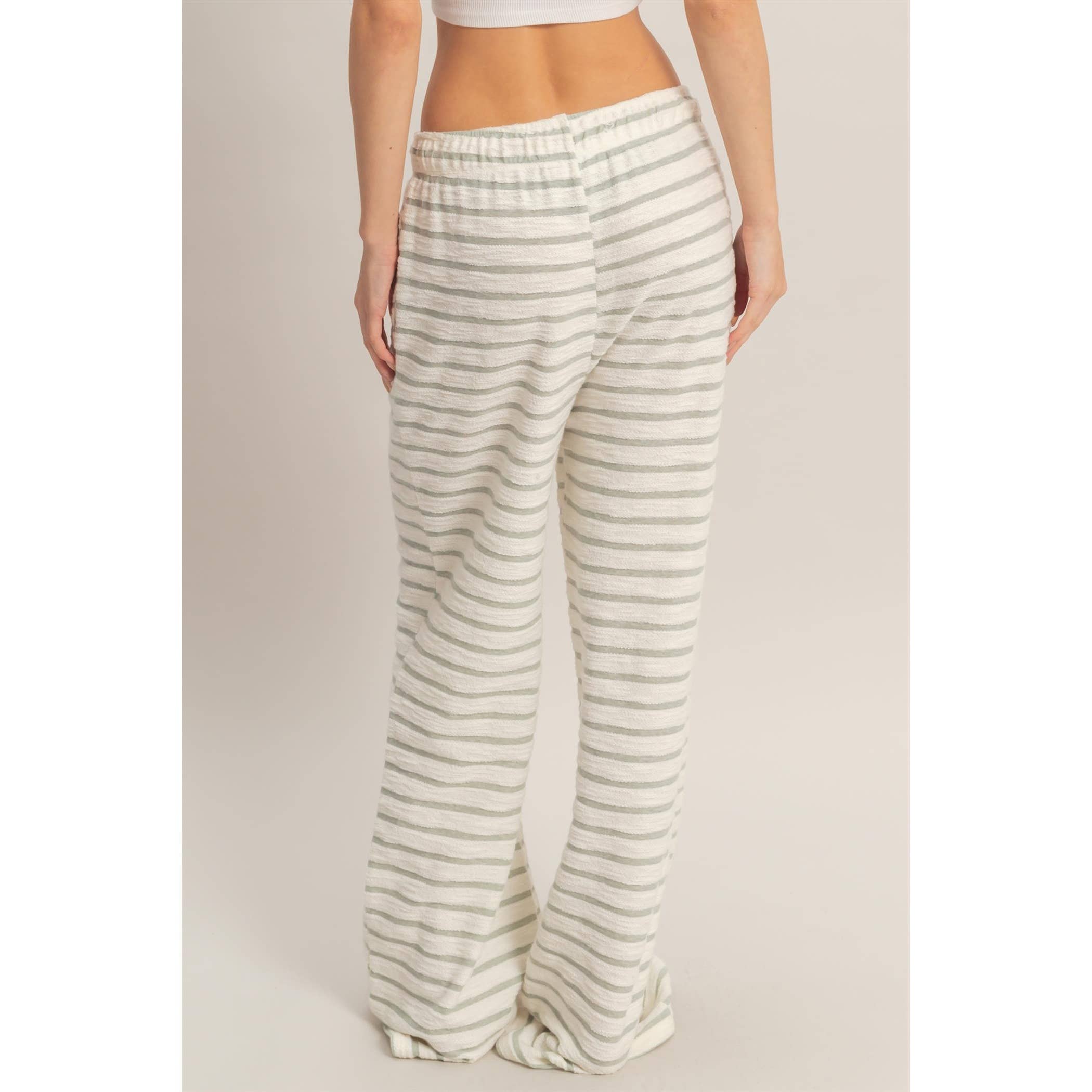 Striped Loop Terry Wide-Leg Pants: BLACK / S-M-L(2-2-2)