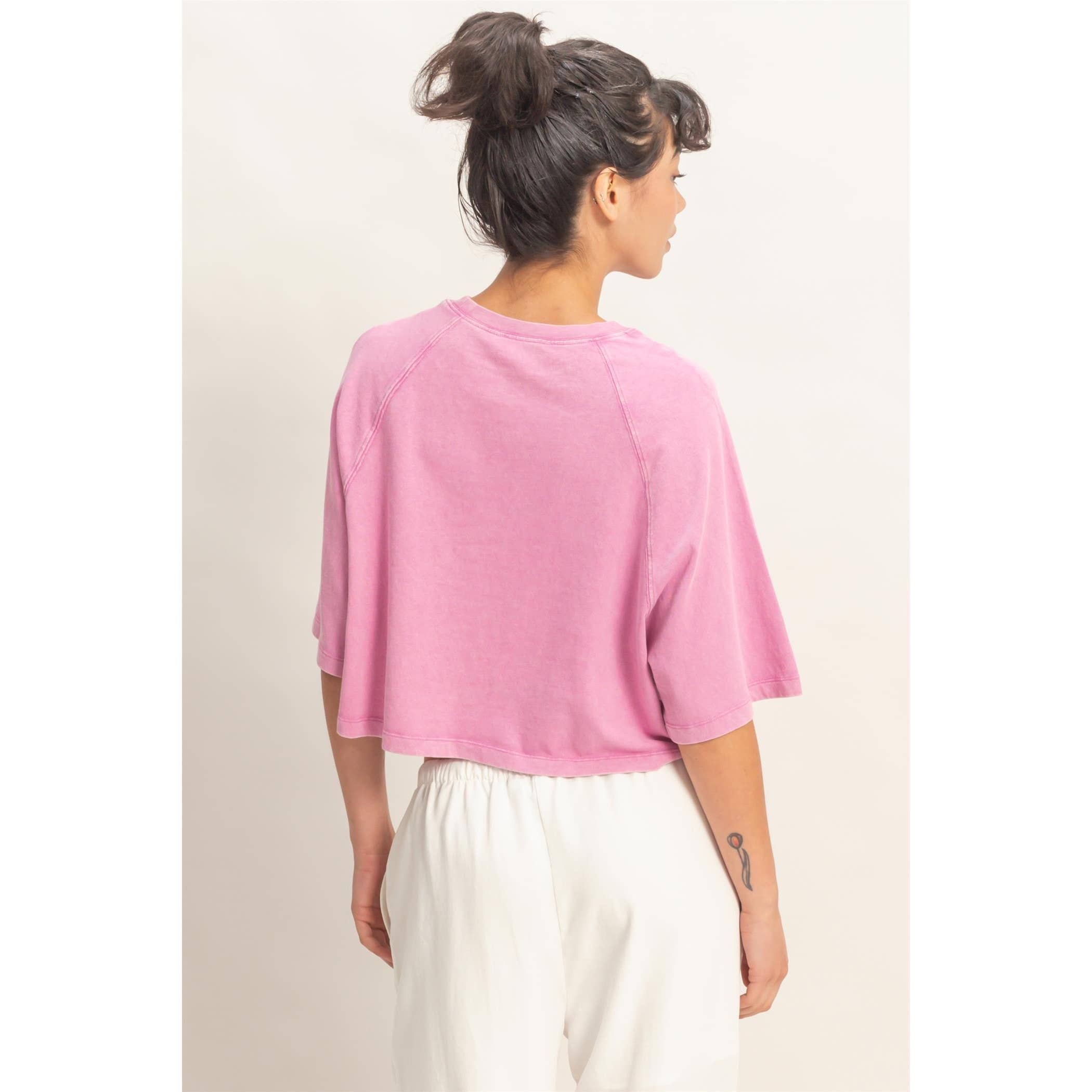 Mineral Washed Cropped Tee: NAVY / S-M-L(2-2-2)