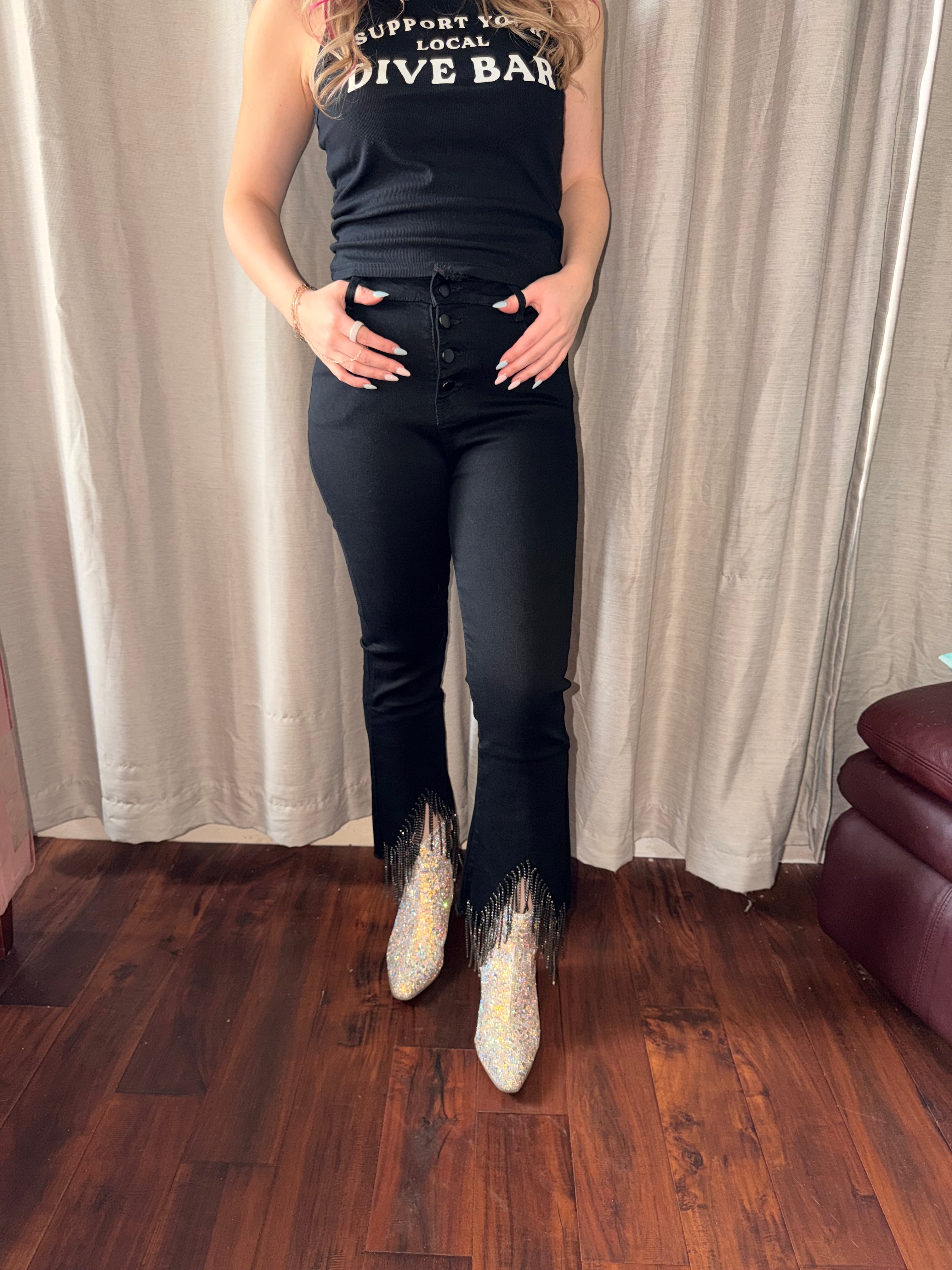 Rhinestone Cowgirl Dark Denim Jeans