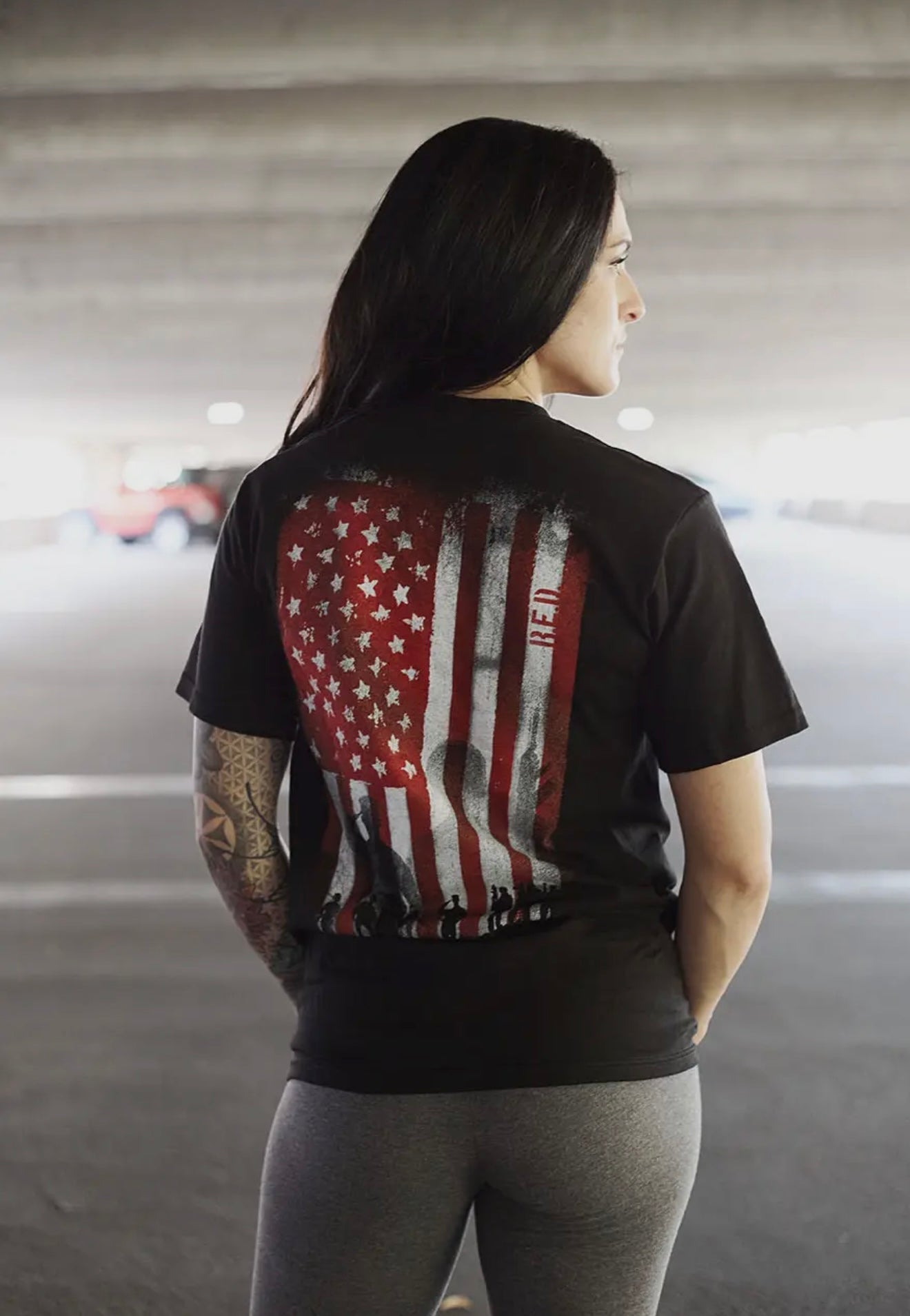 Blackout patriot RED flag tee