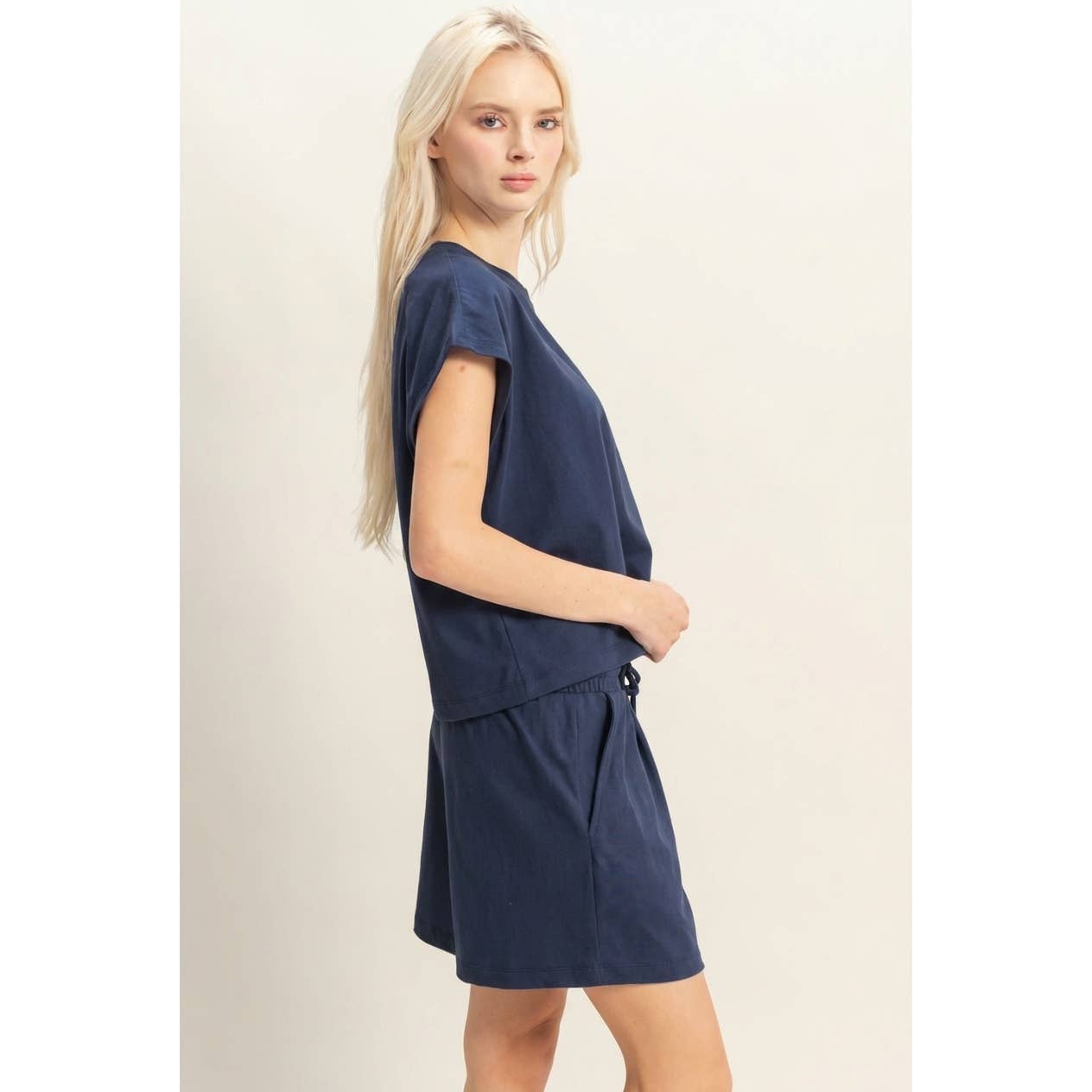 Cap Sleeve Boxy Top And Shorts Set: SAGE GREEN / S-M-L(2-2-2)
