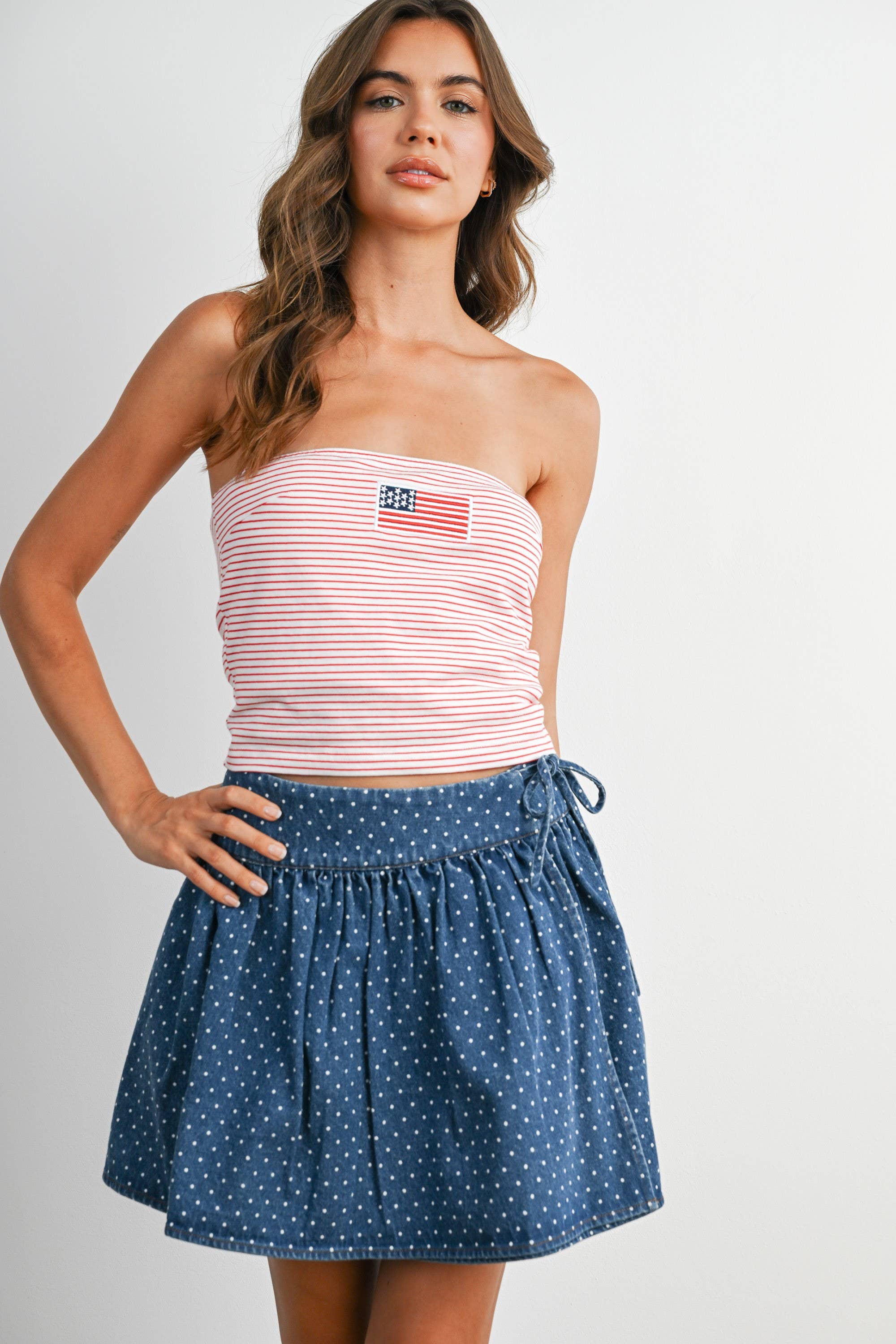 Stars and Stripes Tube Top - BMT7755: IVORY / YELLOW / S