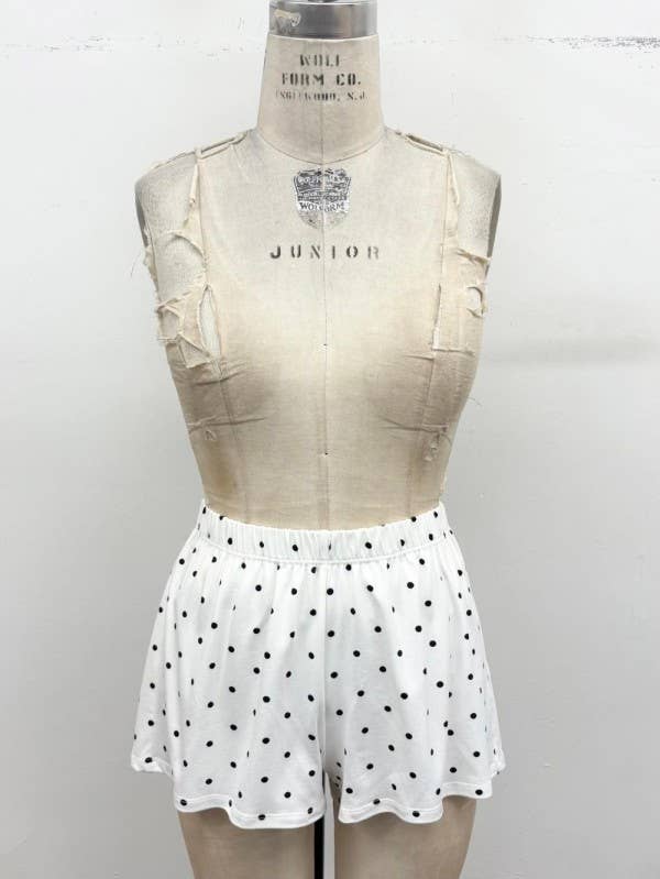 Polka Dot Lounge Shorts: Lt blue / M