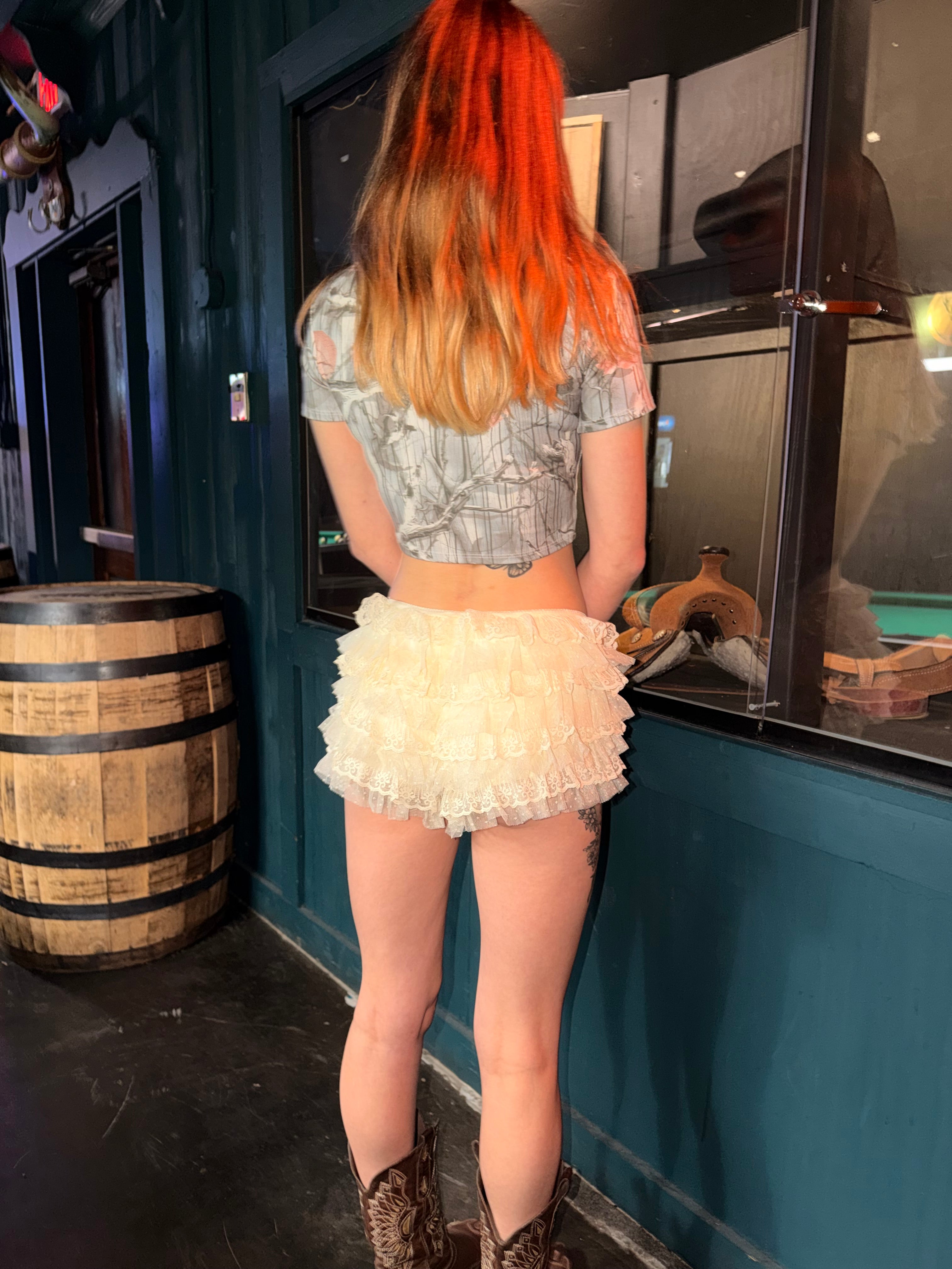Micro Rufflebutt Shorts - Cream