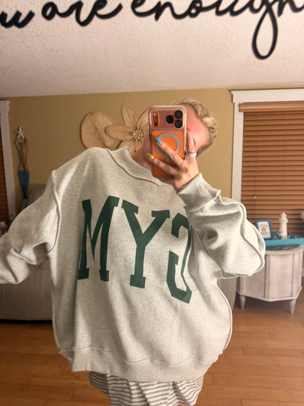 “Gym” “Bed” Reversible Mockneck