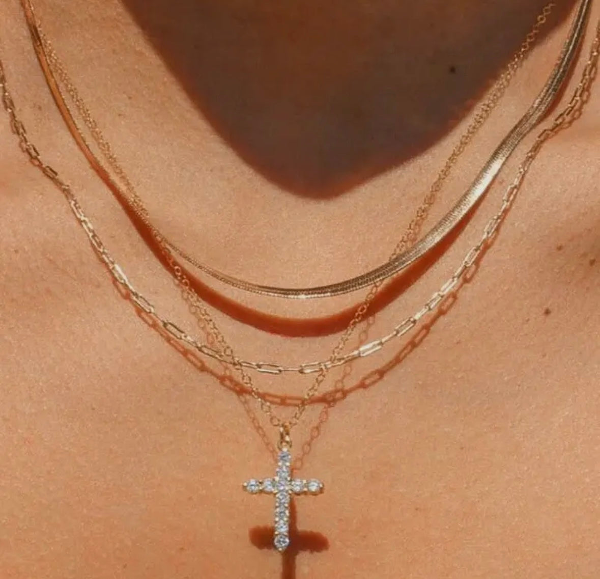 18k Stainless Layered Cross