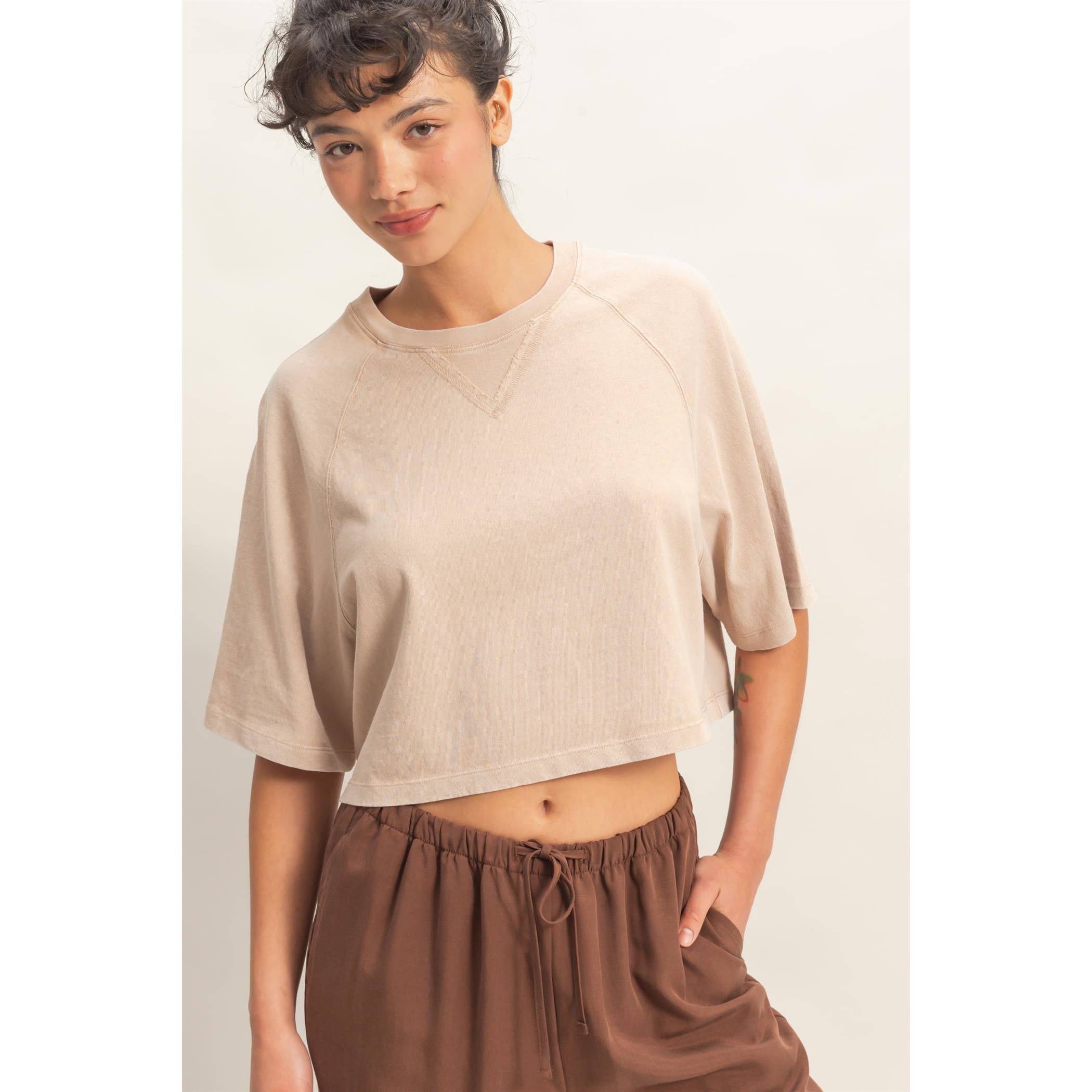 Mineral Washed Cropped Tee: NAVY / S-M-L(2-2-2)
