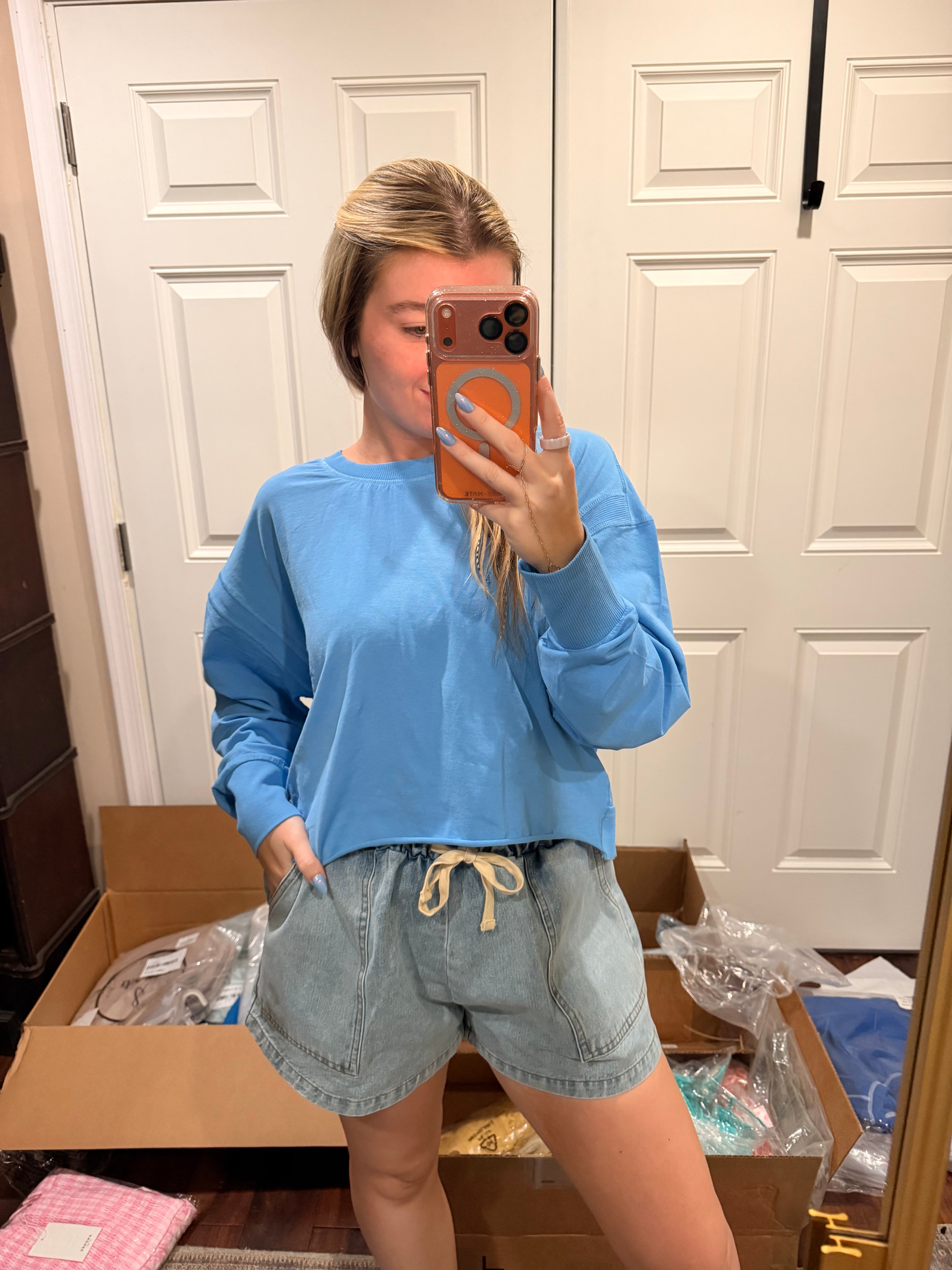 Sky Blue Open Back Top