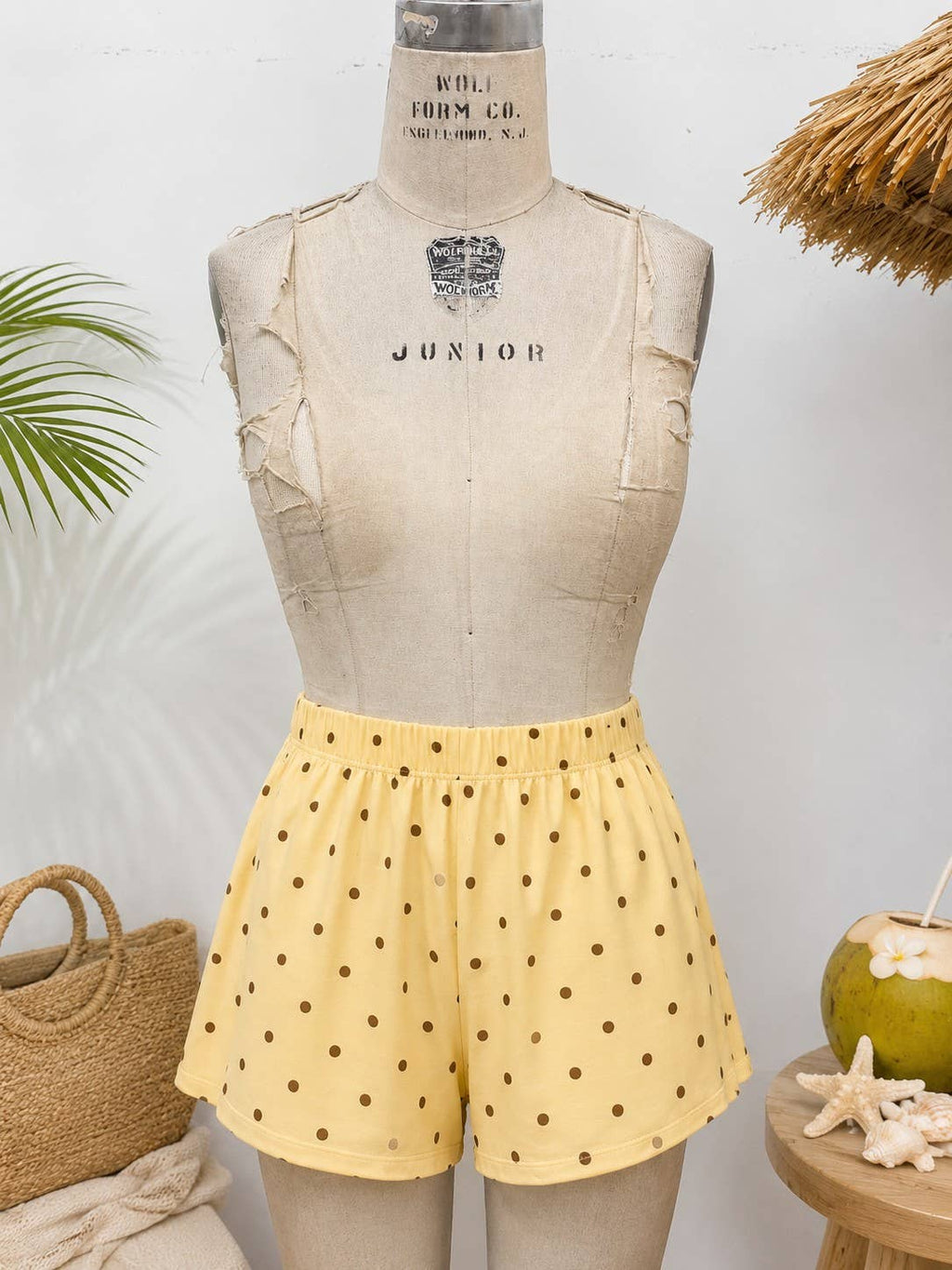 Polka Dot Lounge Shorts: Lt blue / M