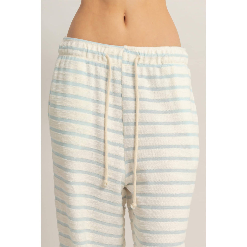 Striped Loop Terry Wide-Leg Pants: BLACK / S-M-L(2-2-2)