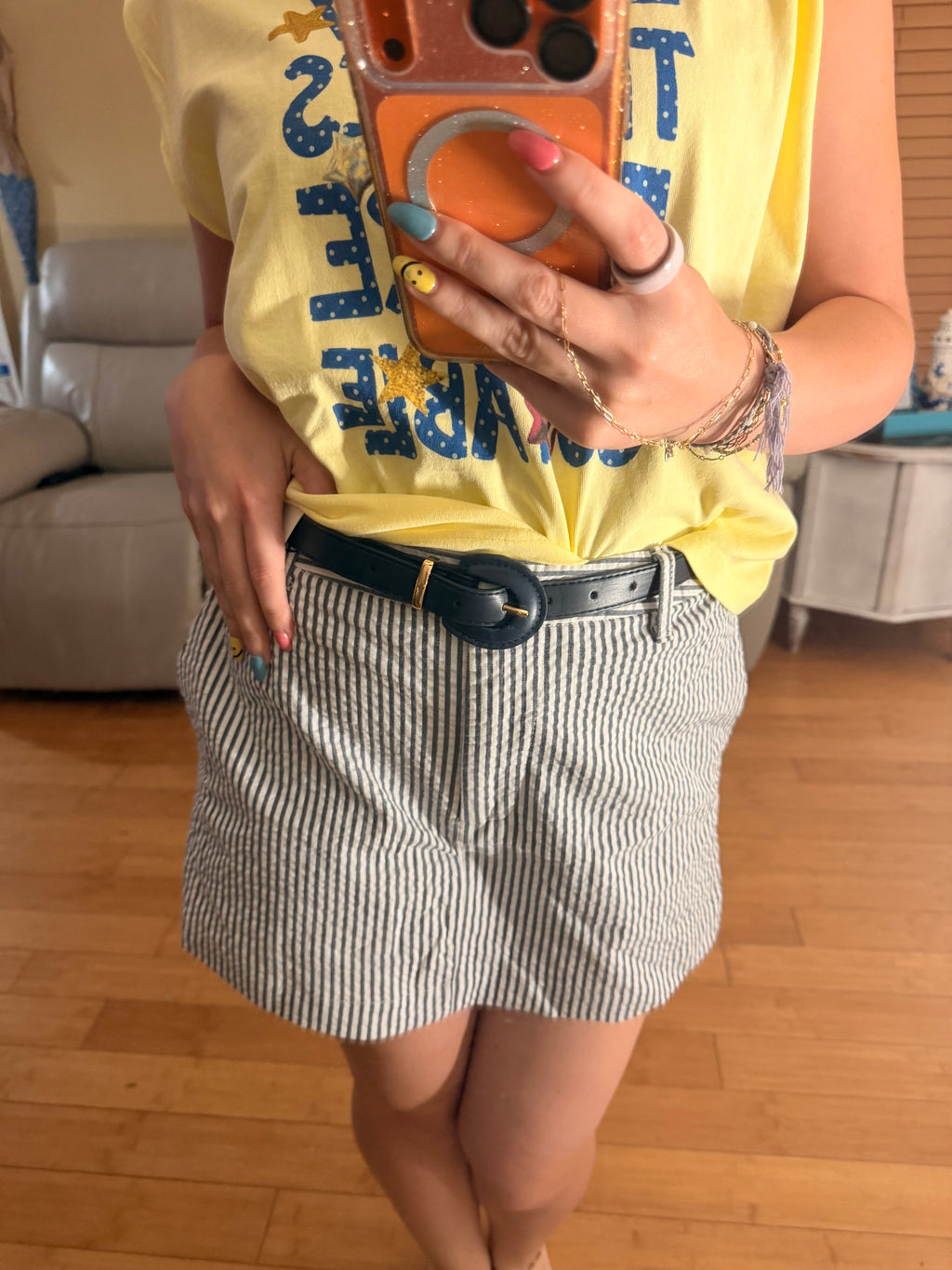 Navy Stripe Skort