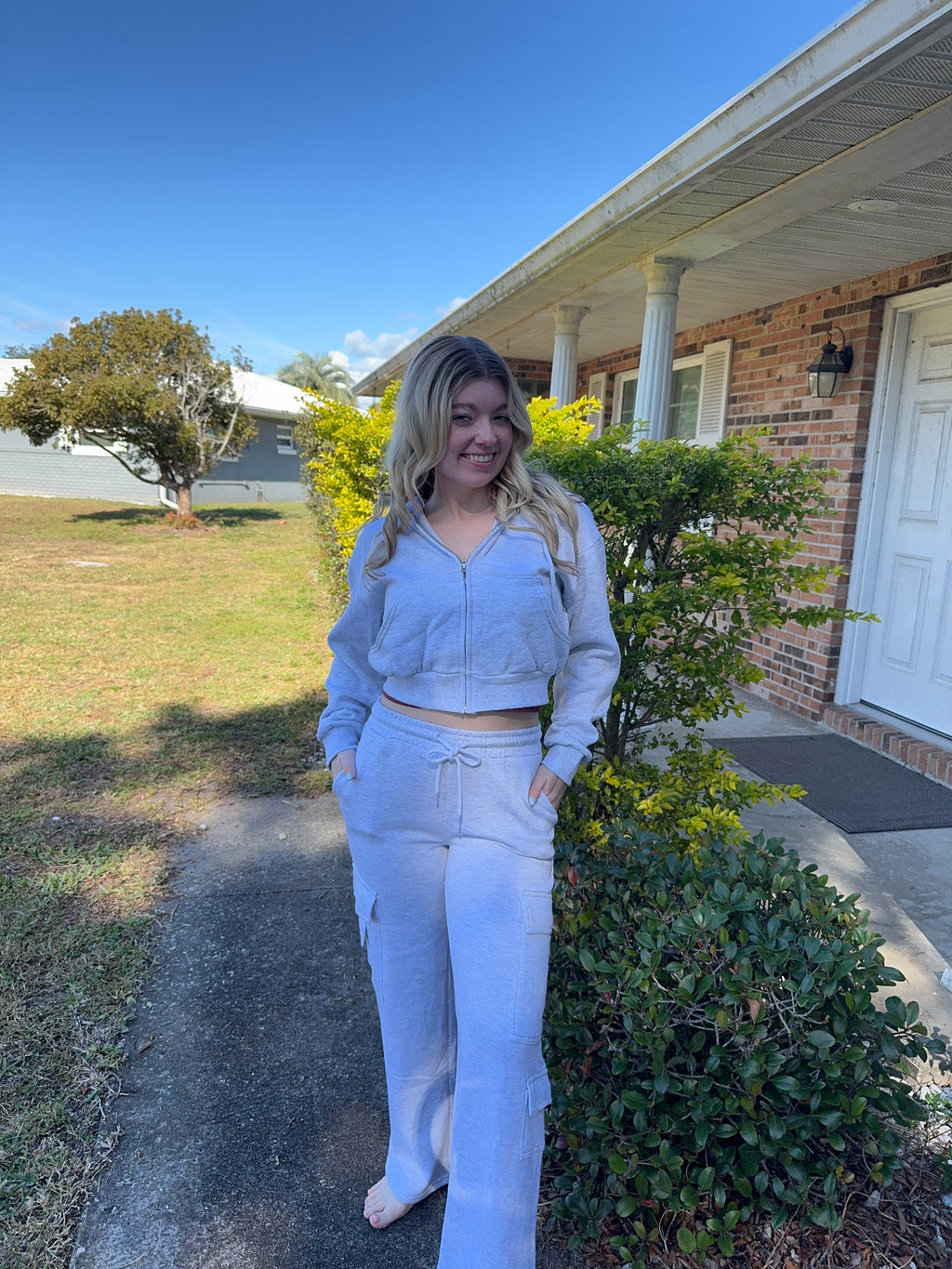 Heather Grey Lounge - ZIP UP TOP