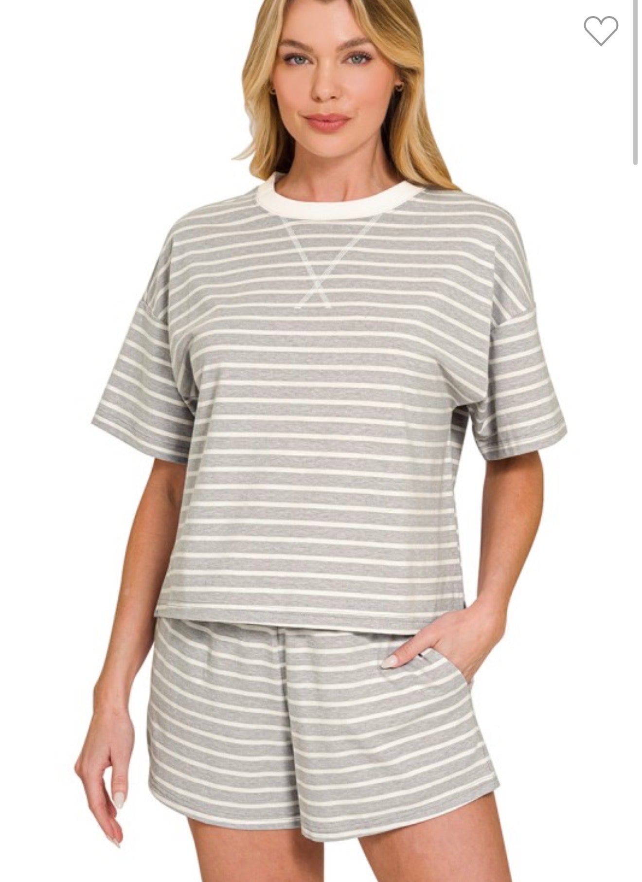 Heather Grey Stripe Set