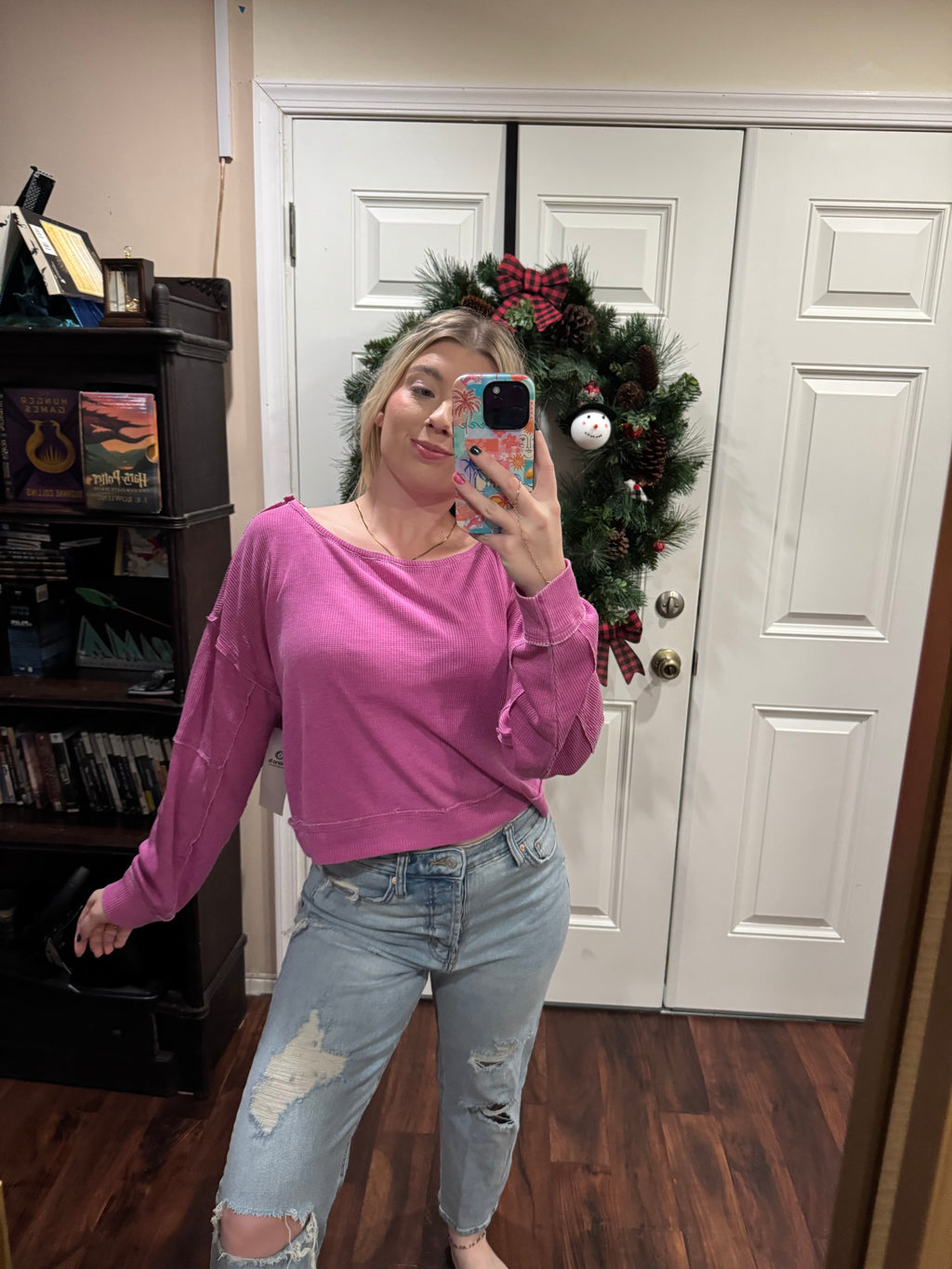 Pink Bay Boatneck Top