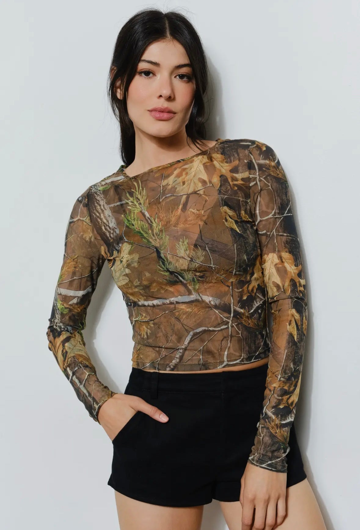 Camo Mesh Top
