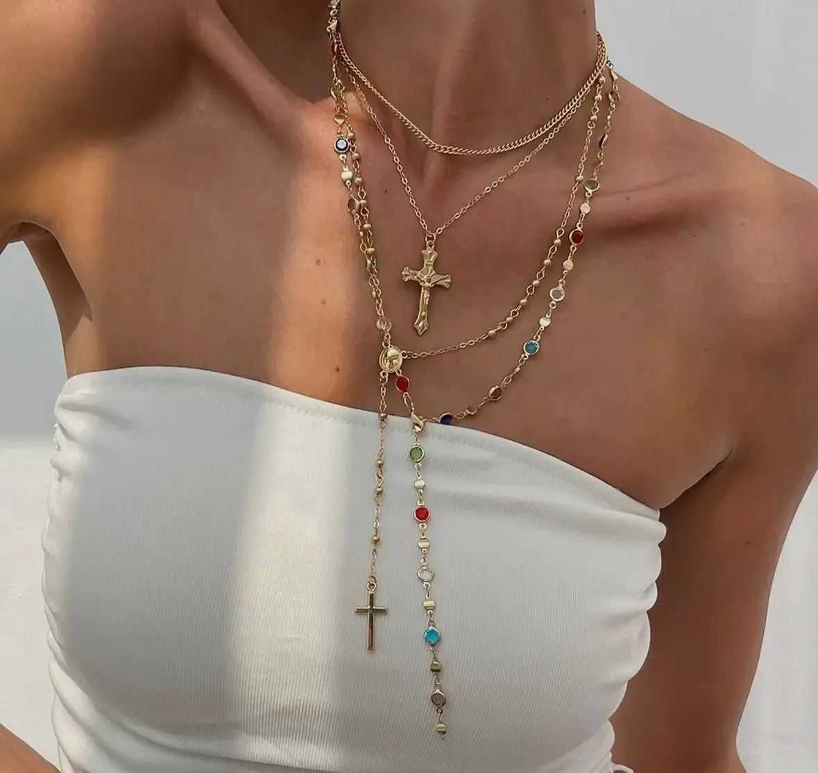 Boho Multi Stone Cross