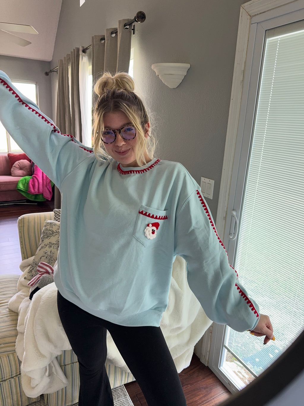 Stitched Santa Claus Pullover