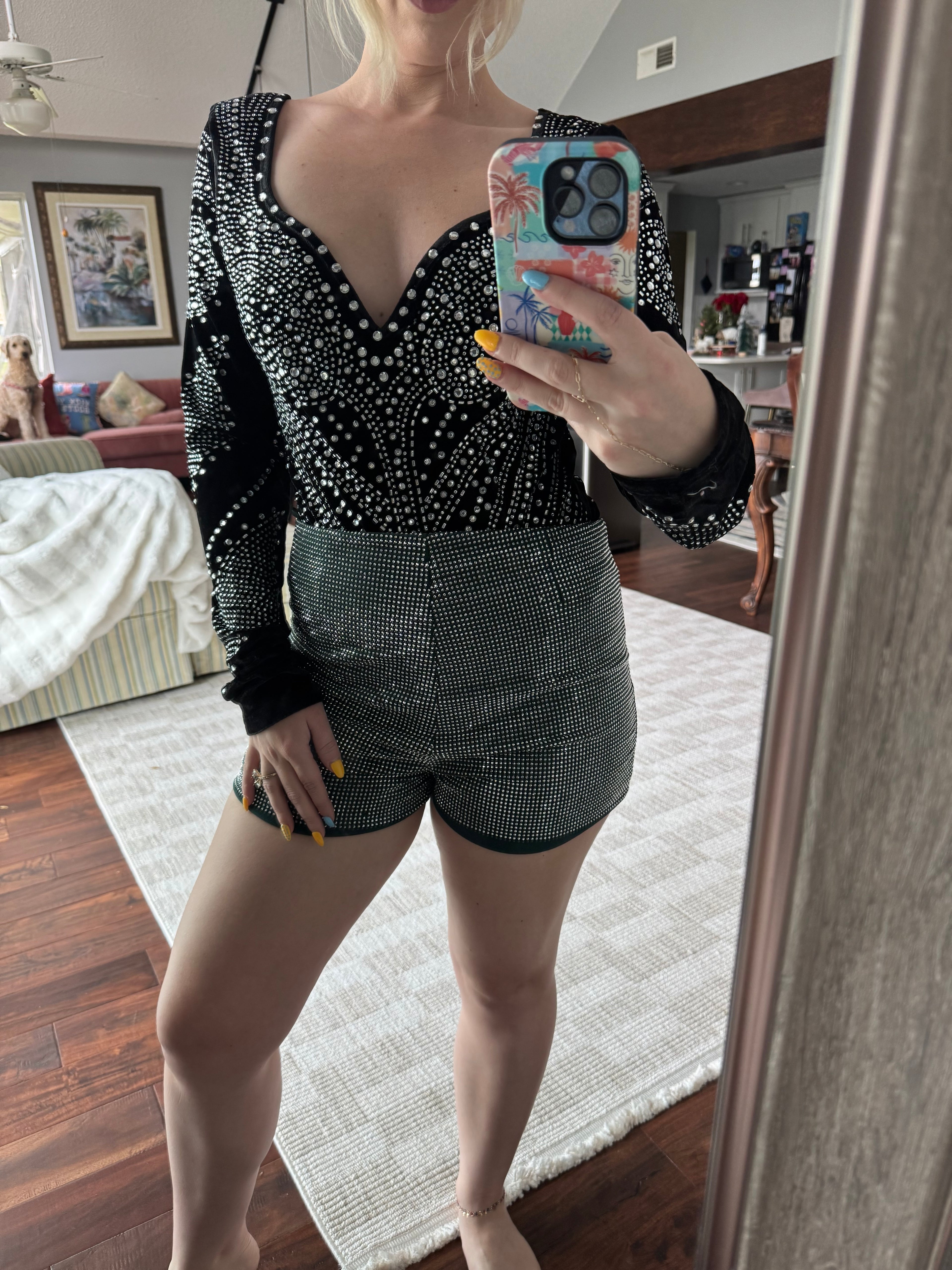 In The Pine Green Sparkle Shorts