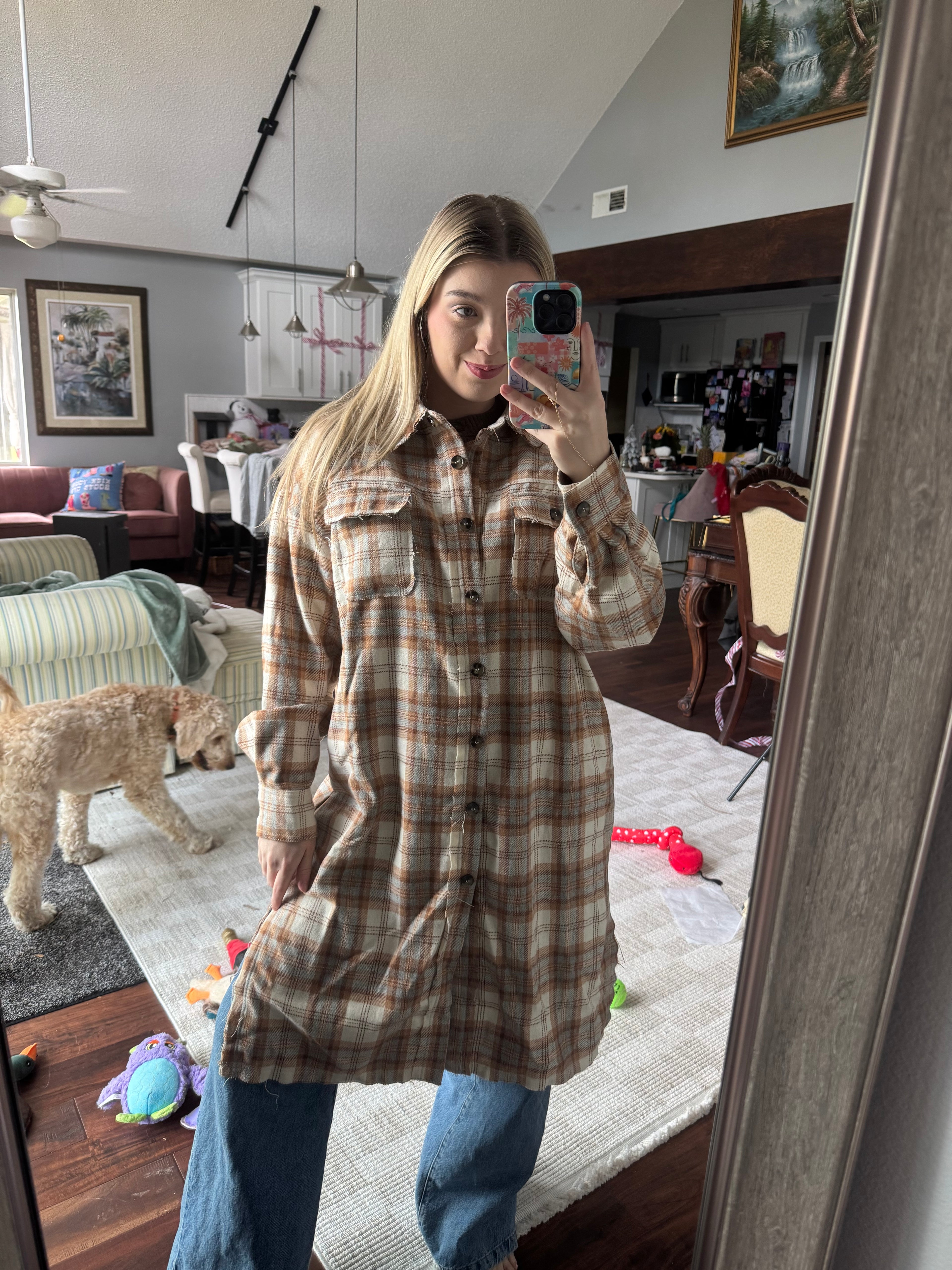 Long Shacket/ Dress Plaid