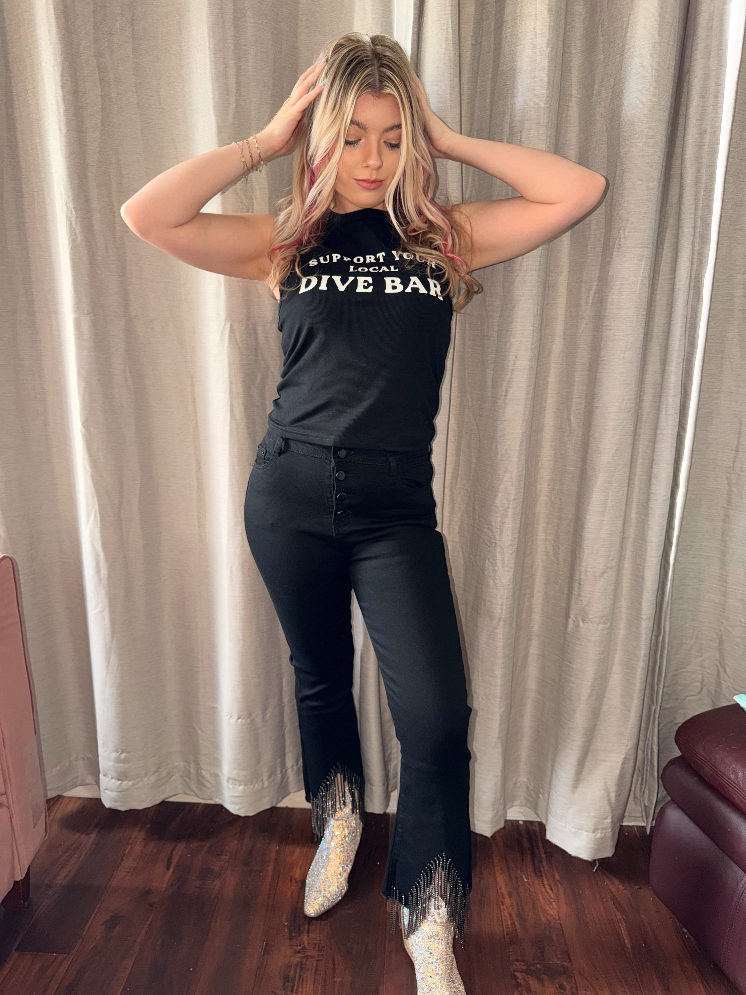 Rhinestone Cowgirl Dark Denim Jeans