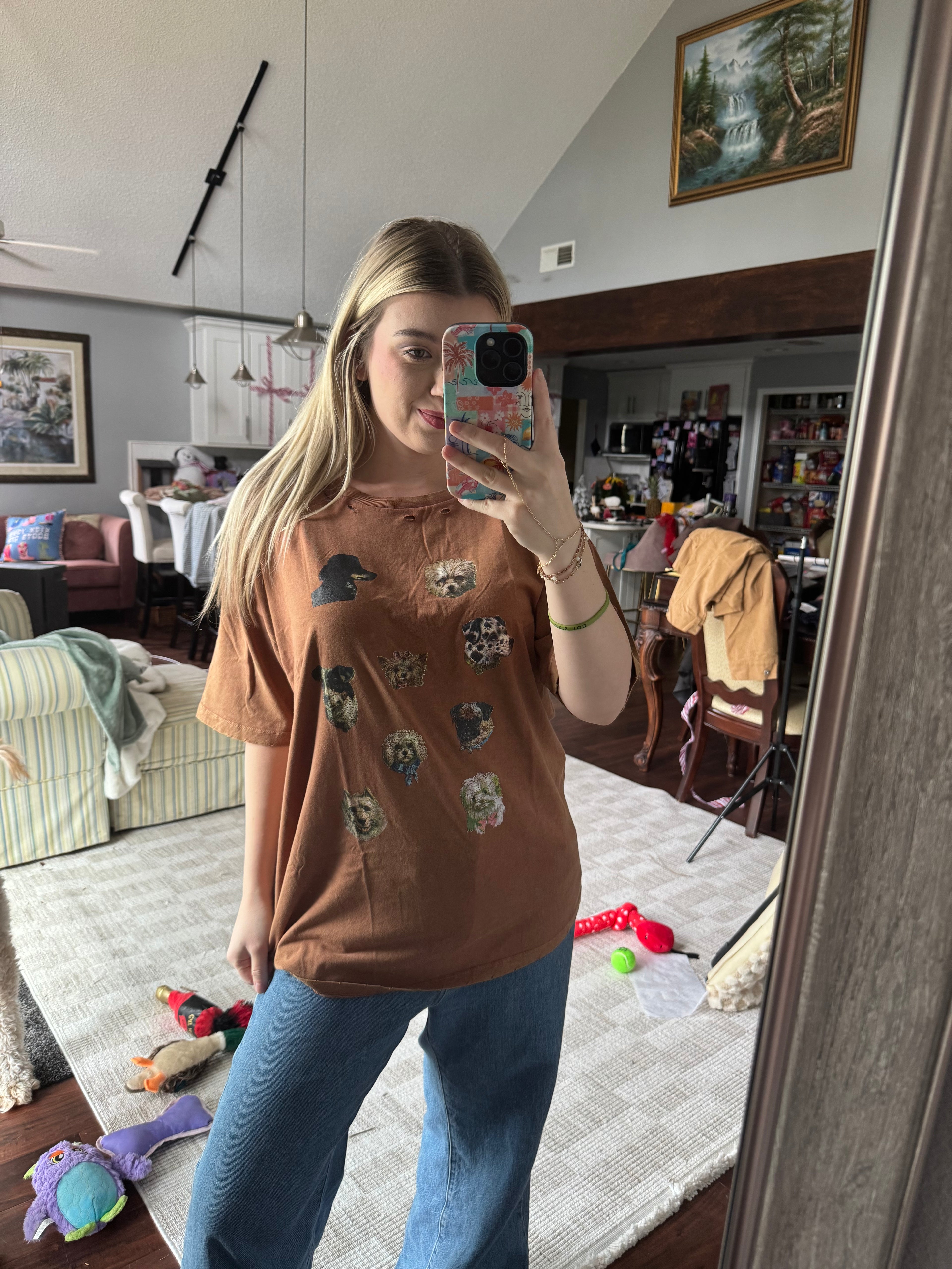 Distressed Oversized Dog Tee