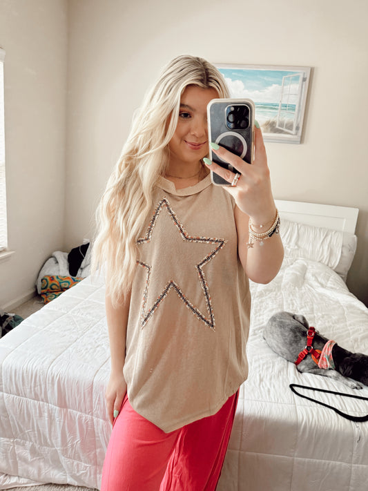 Embellished Mocha Latte Tank