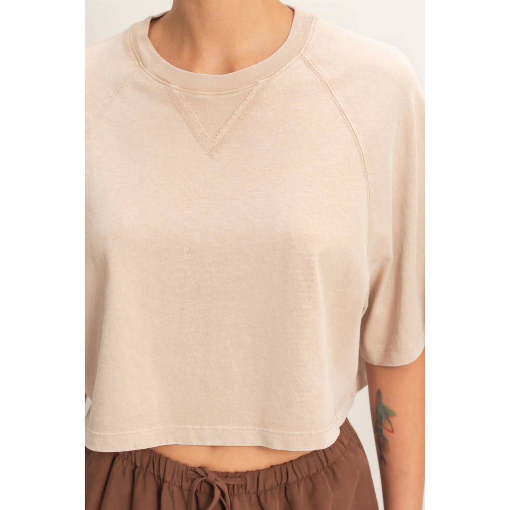 Mineral Washed Cropped Tee: NAVY / S-M-L(2-2-2)