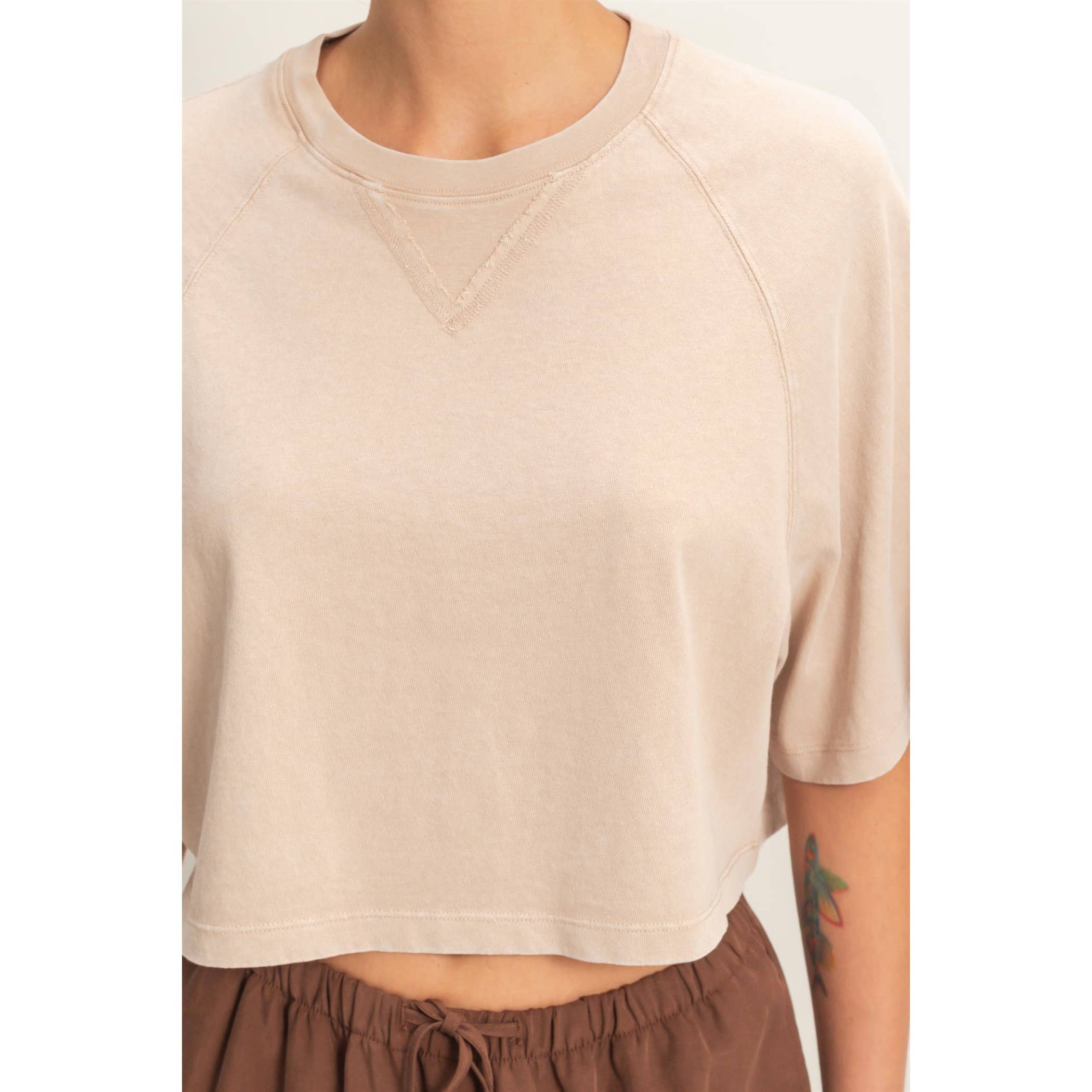 Mineral Washed Cropped Tee: NAVY / S-M-L(2-2-2)