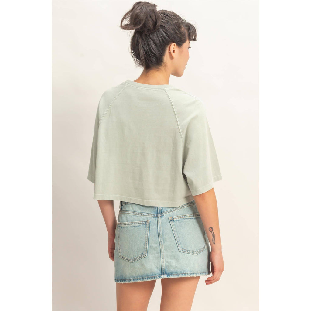 Mineral Washed Cropped Tee: NAVY / S-M-L(2-2-2)