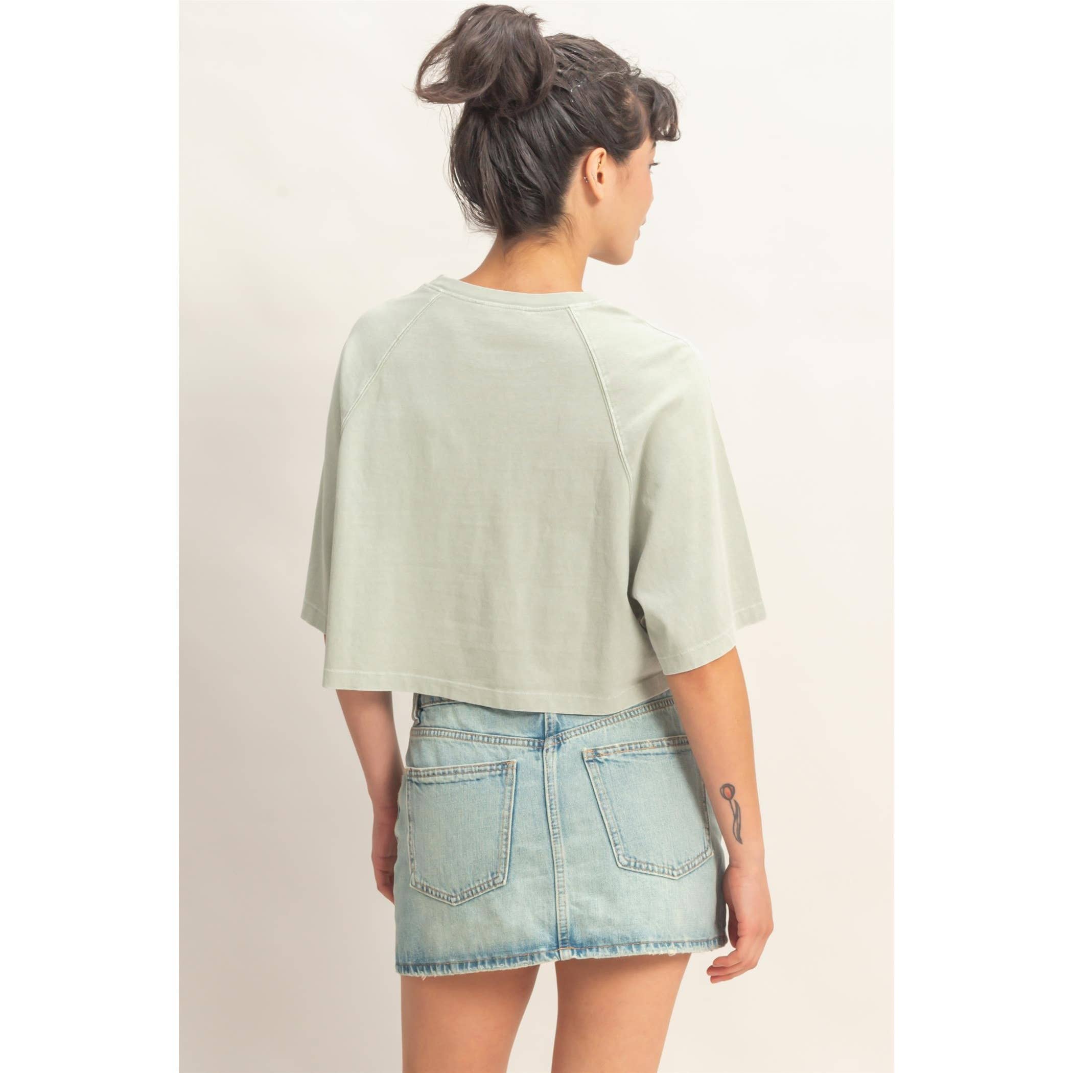 Mineral Washed Cropped Tee: NAVY / S-M-L(2-2-2)
