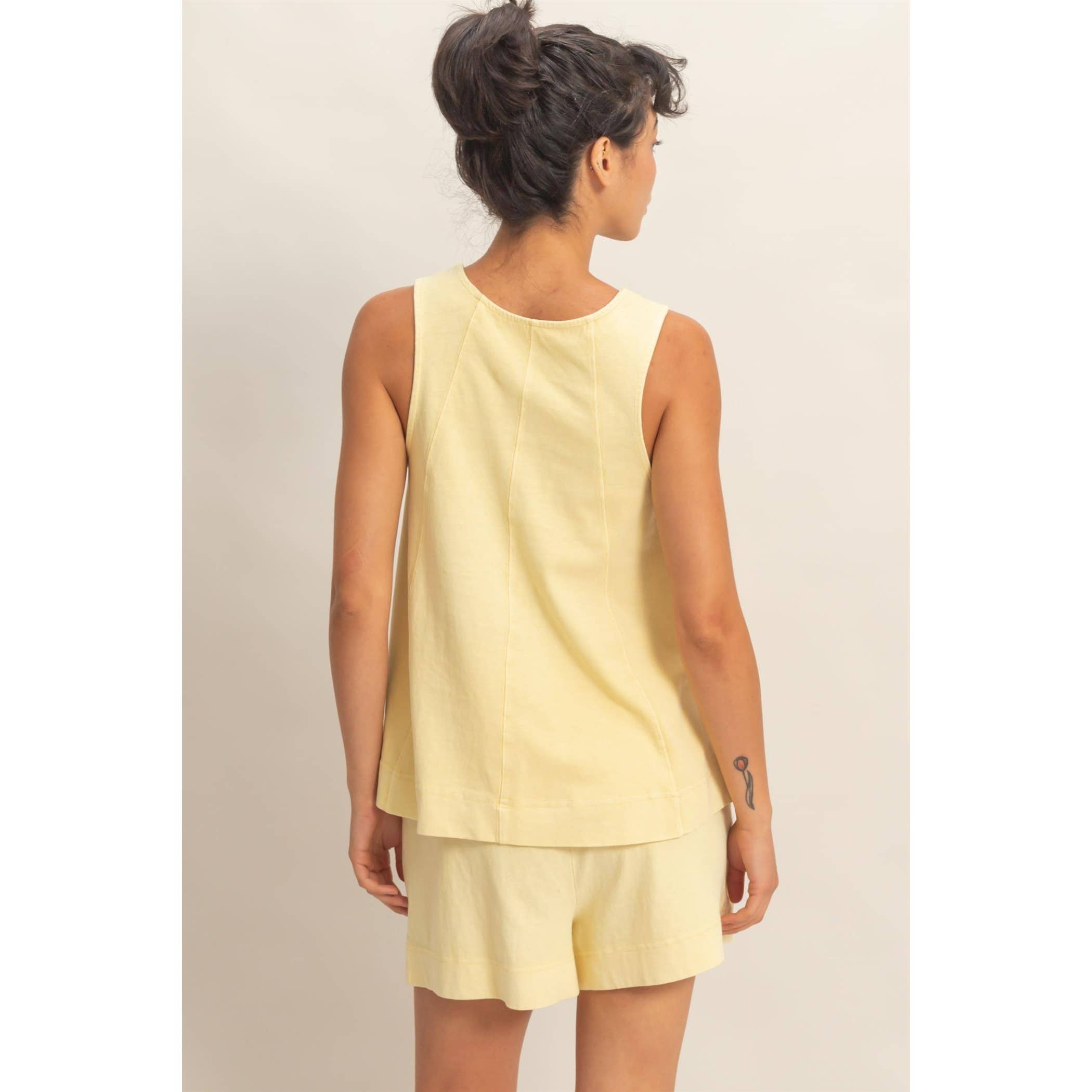 Sleeveless Round Neck Top & Shorts Set: DUSTY PURPLE / S-M-L(2-2-2)