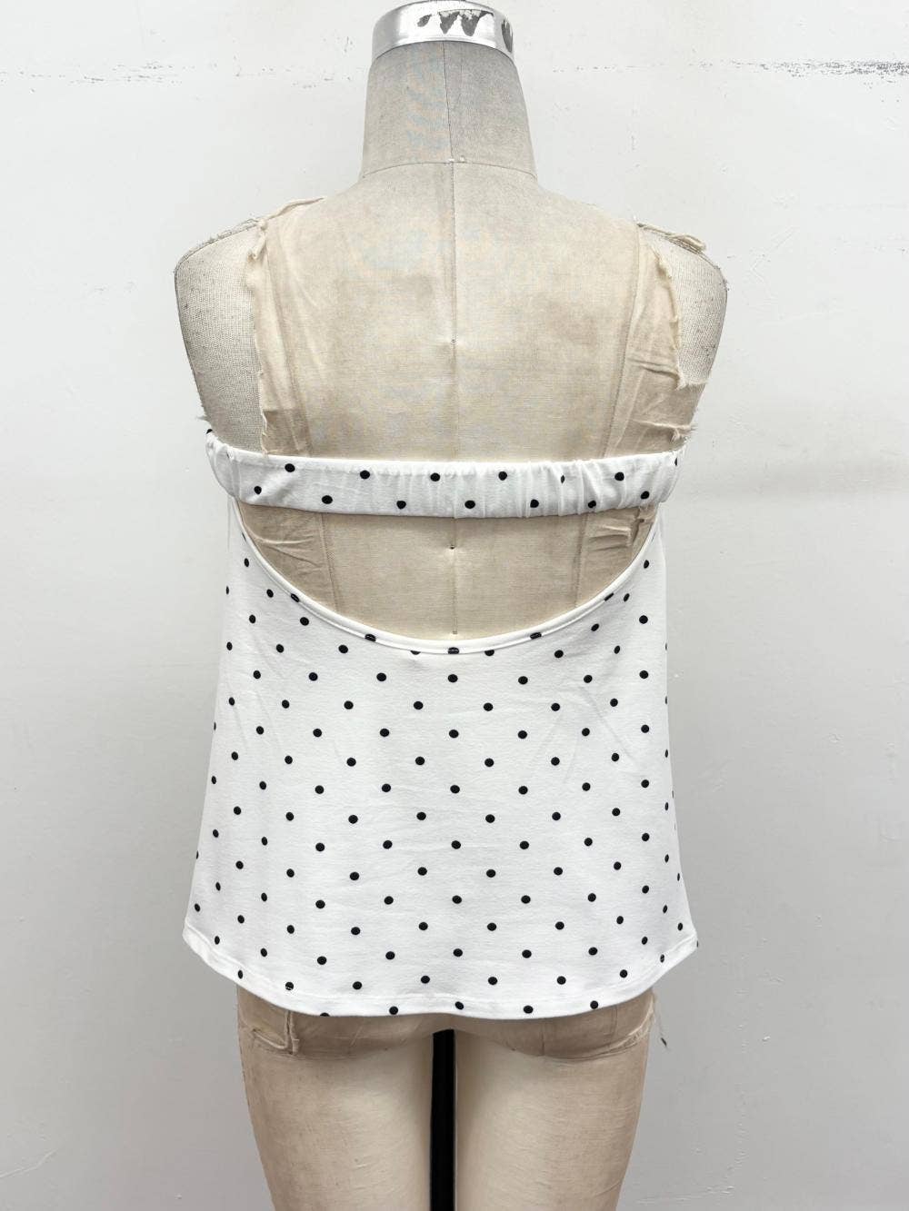 Polka Dot Open-Back Tank: Lt blue / M