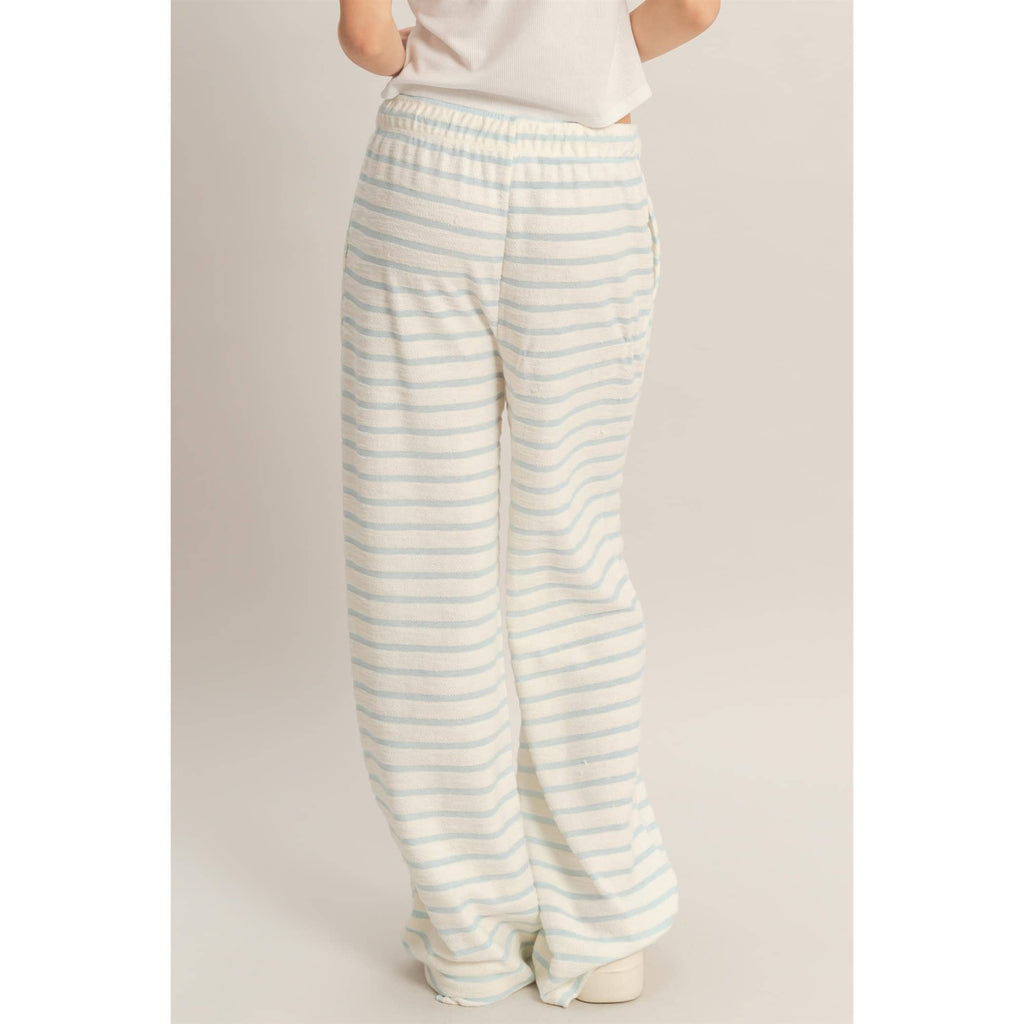 Striped Loop Terry Wide-Leg Pants: BLACK / S-M-L(2-2-2)