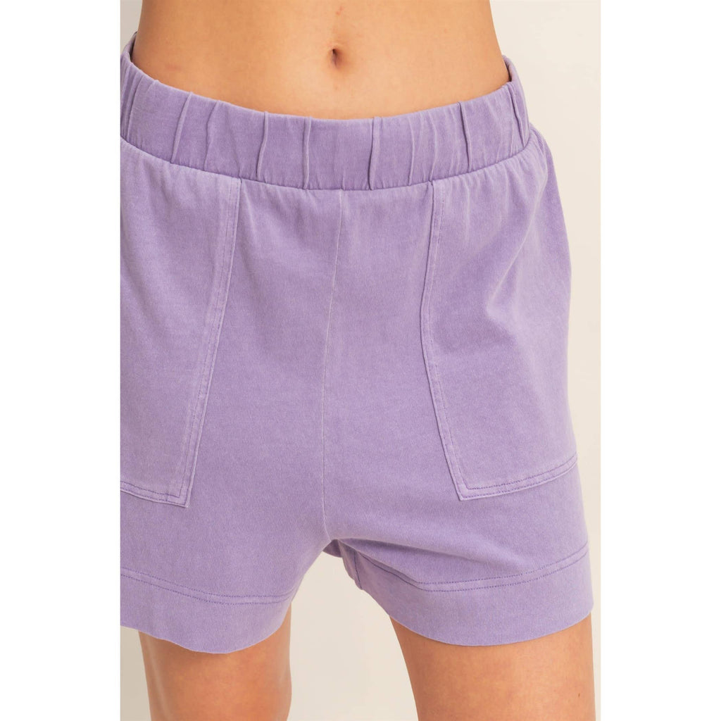Sleeveless Round Neck Top & Shorts Set: DUSTY PURPLE / S-M-L(2-2-2)