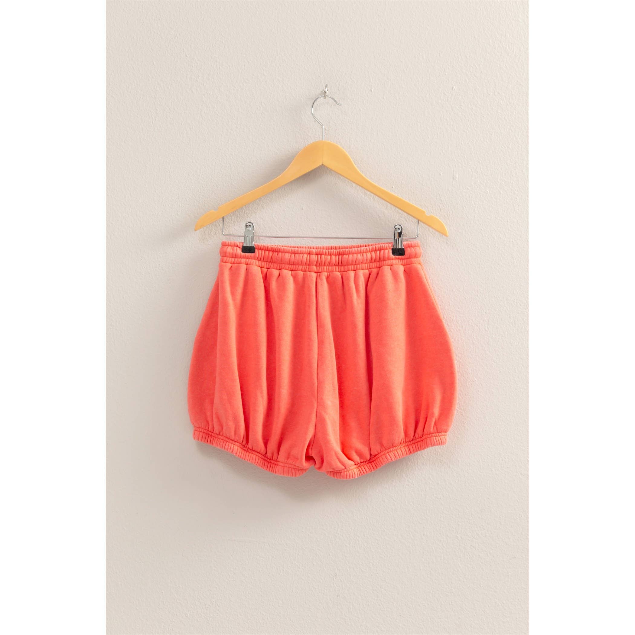 Drawstring Waist Bubbled Hem Shorts: SUNFLOWER / S-M-L(2-2-2)