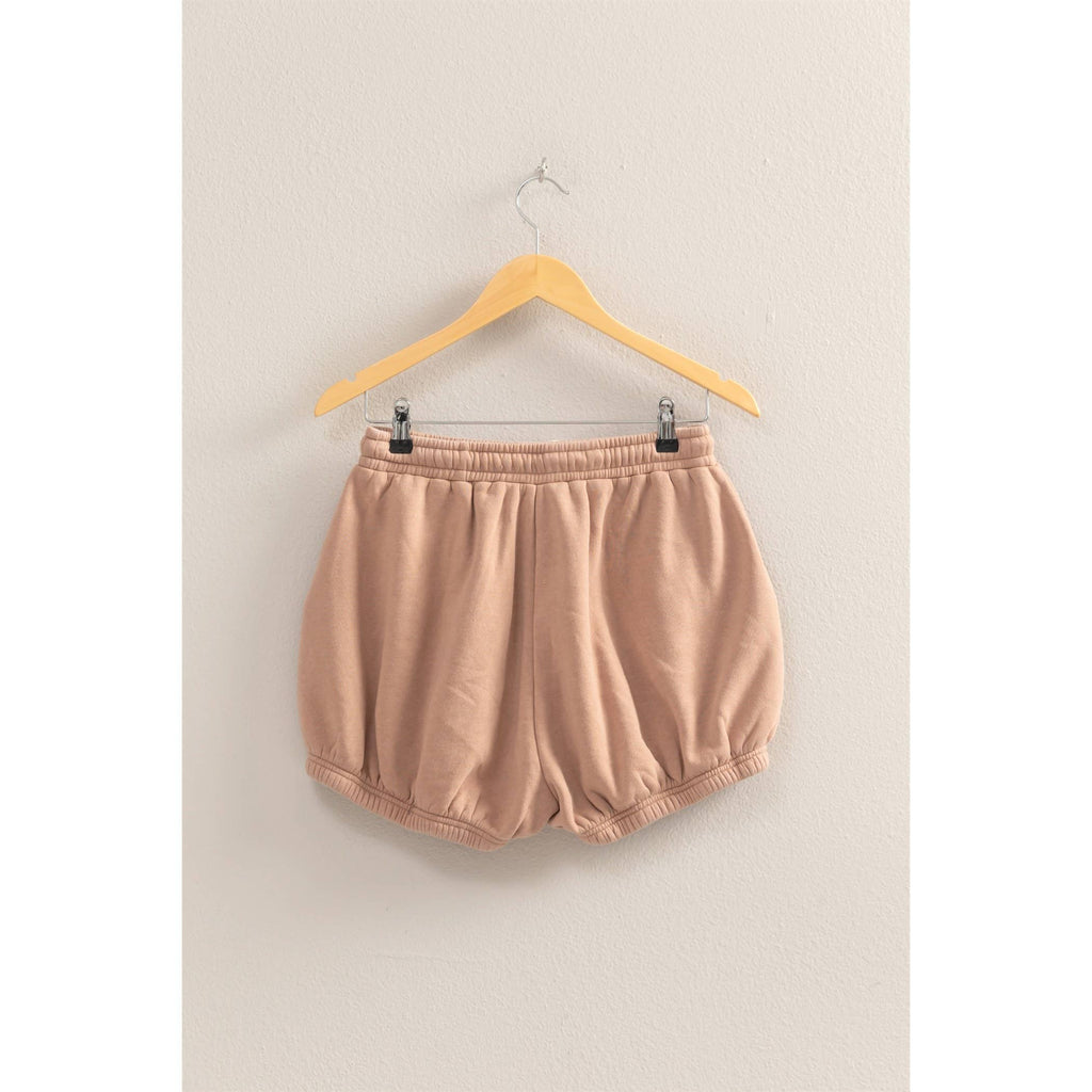 Drawstring Waist Bubbled Hem Shorts: SUNFLOWER / S-M-L(2-2-2)