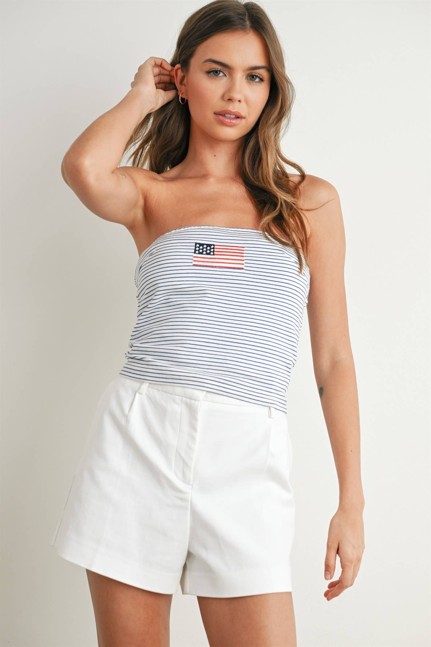 Stars and Stripes Tube Top - BMT7755: IVORY / YELLOW / S