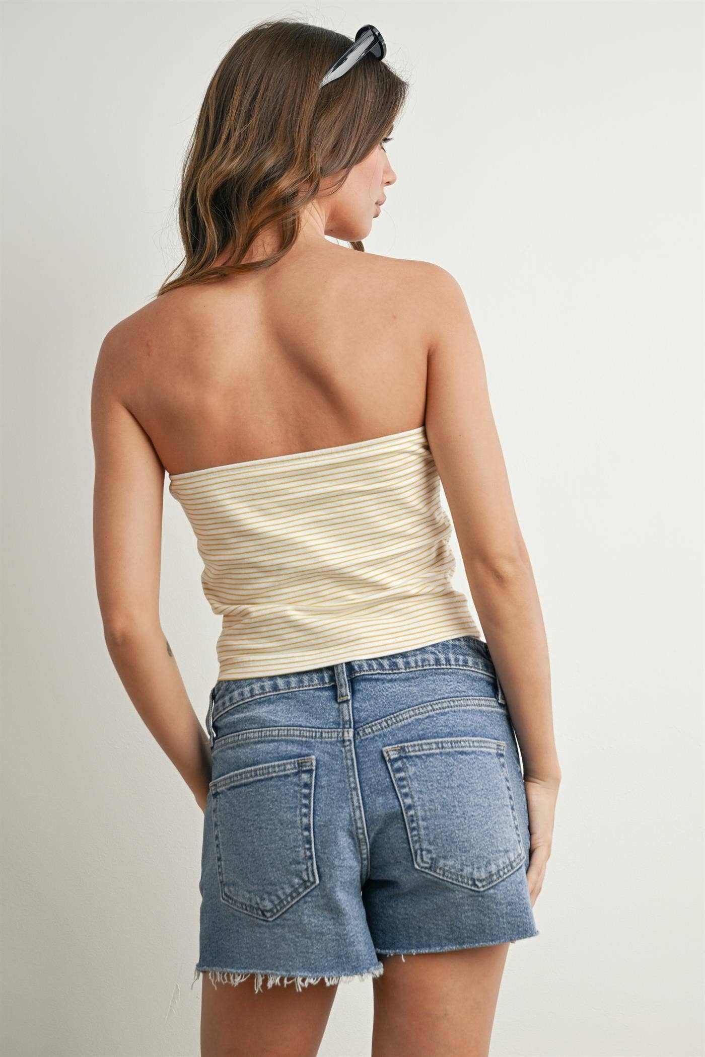 Stars and Stripes Tube Top - BMT7755: IVORY / YELLOW / S