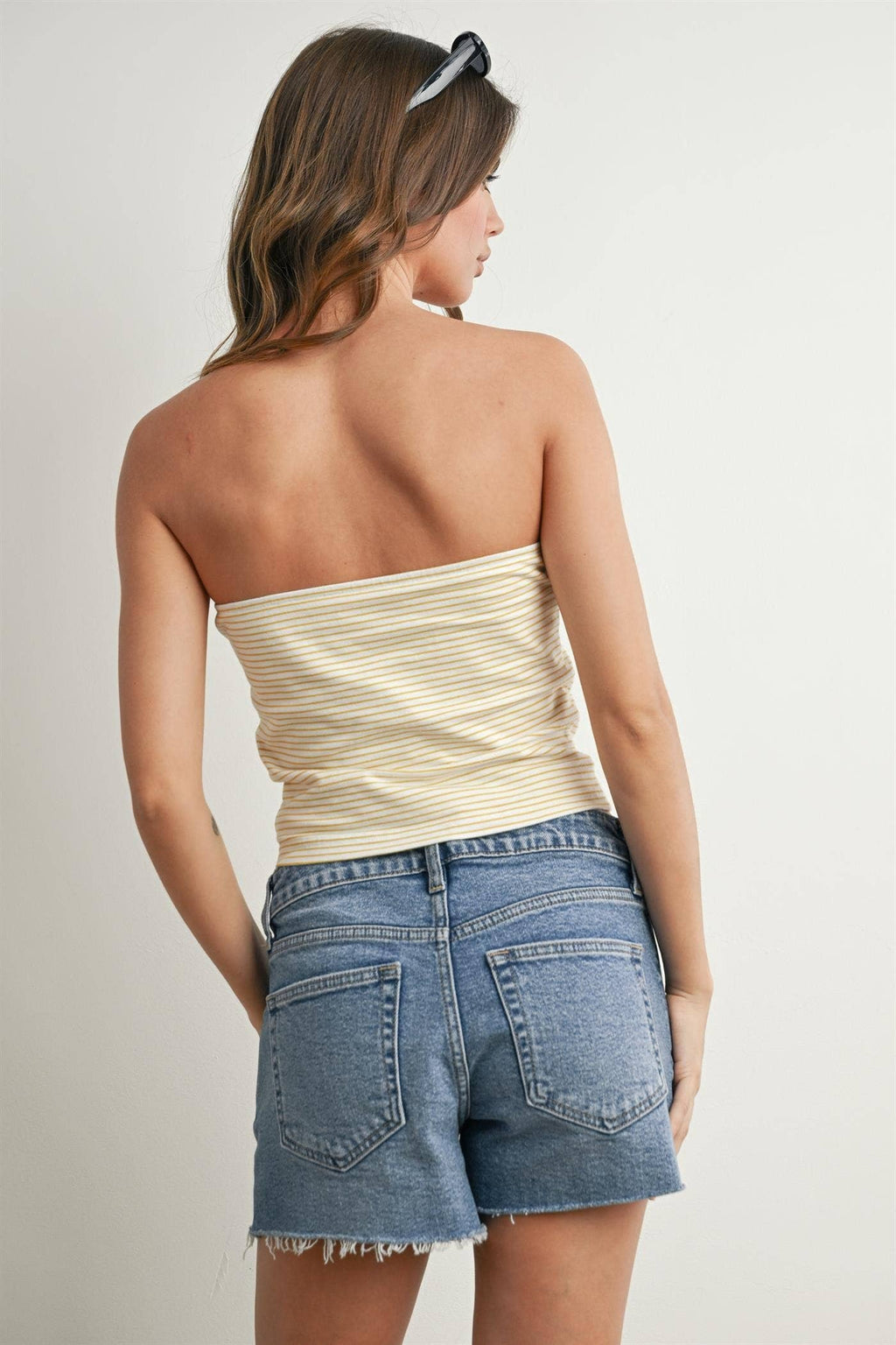 Stars and Stripes Tube Top - BMT7755: IVORY / YELLOW / L