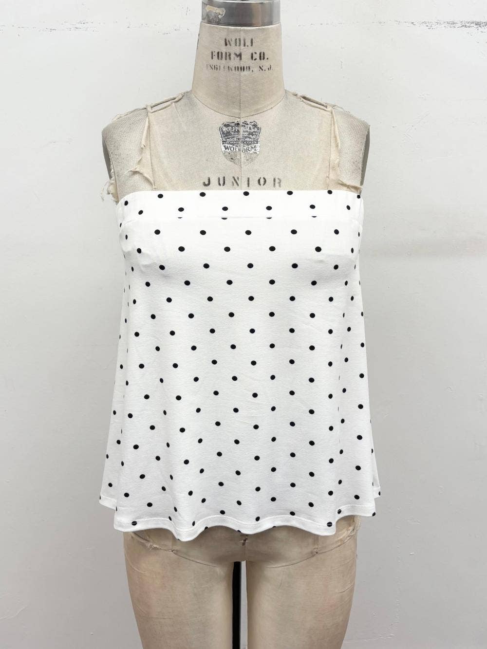 Polka Dot Open-Back Tank: Lt blue / S