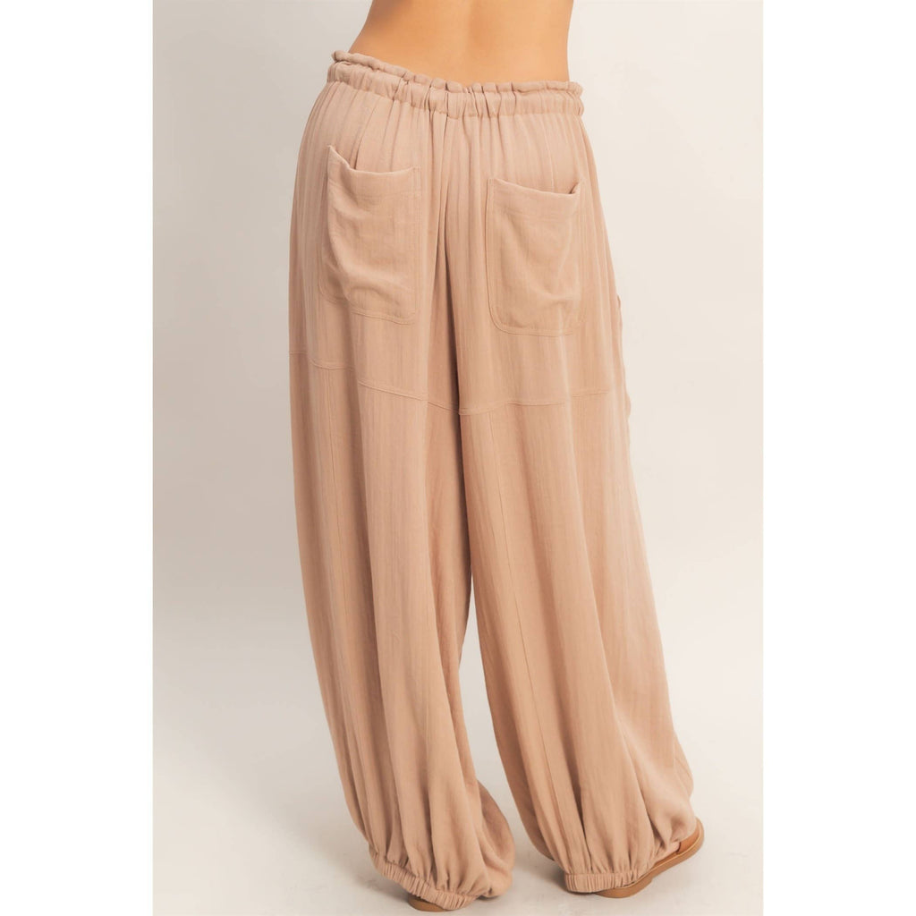 Elastic Hem Drawstring Pants: DUSTY SAGE / S-M-L(2-2-2)