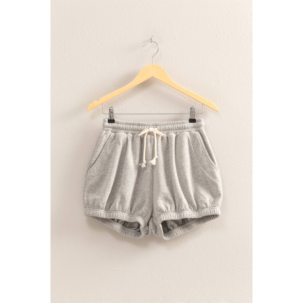 Drawstring Waist Bubbled Hem Shorts: SUNFLOWER / S-M-L(2-2-2)