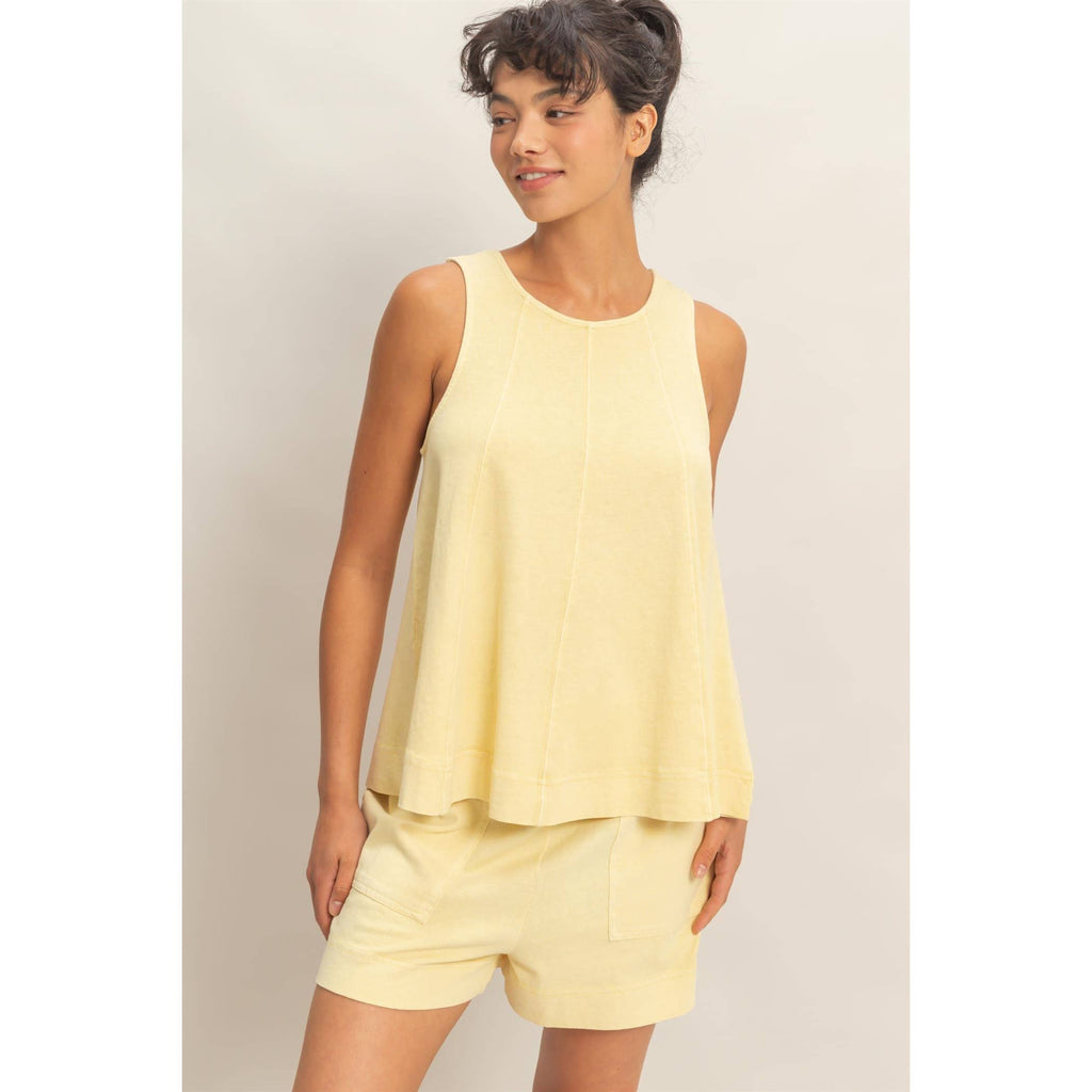 Sleeveless Round Neck Top & Shorts Set: DUSTY PURPLE / S-M-L(2-2-2)