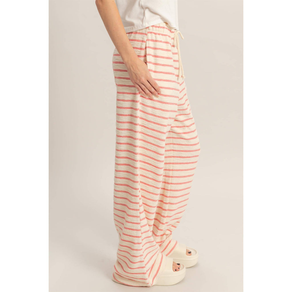 Striped Loop Terry Wide-Leg Pants: BLACK / S-M-L(2-2-2)