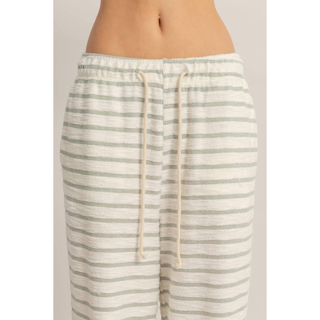 Striped Loop Terry Wide-Leg Pants: BLACK / S-M-L(2-2-2)
